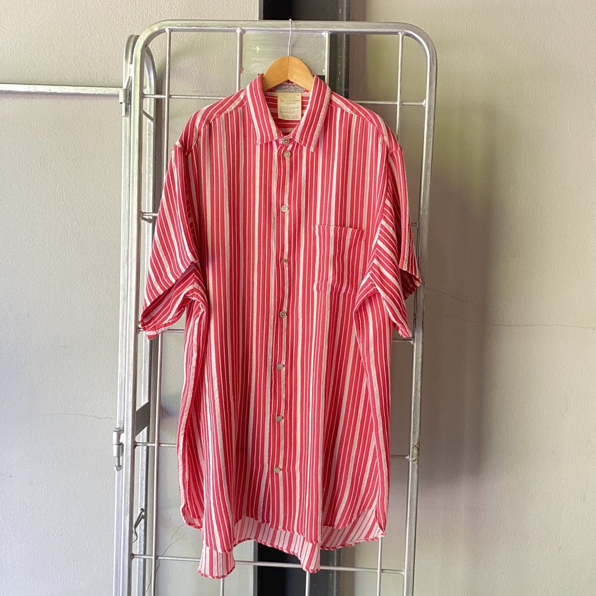 Yohji Yamamoto Yohji Yamamoto Red & White Stripe Shirt Dress Size US XXL / EU 58 / 5 - 1 Thumbnail