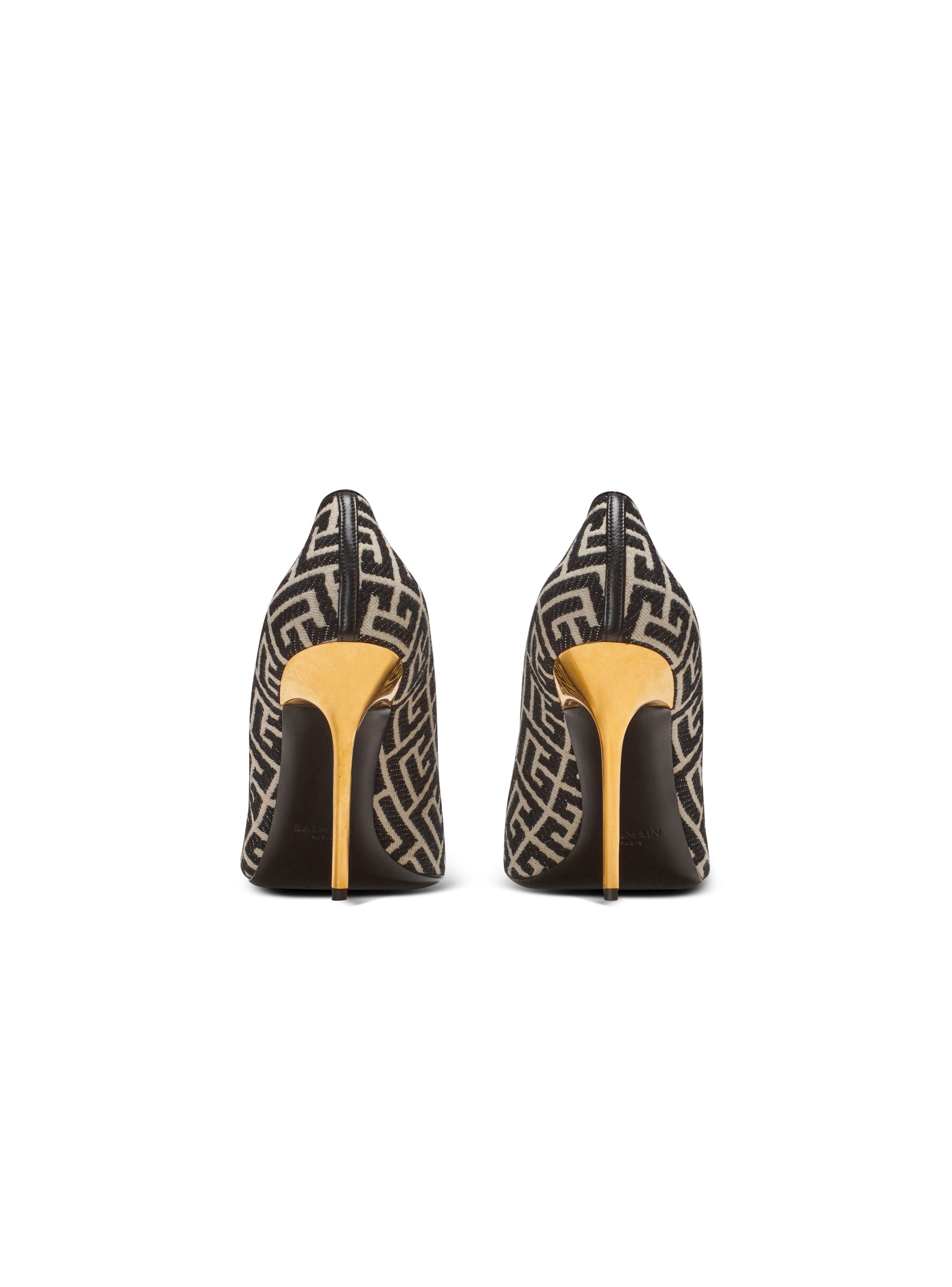 Balmain o1s1wg110925 Ruby Stilettos With Jacquard Monogram in Black Size US 6 / IT 36 - 4 Thumbnail