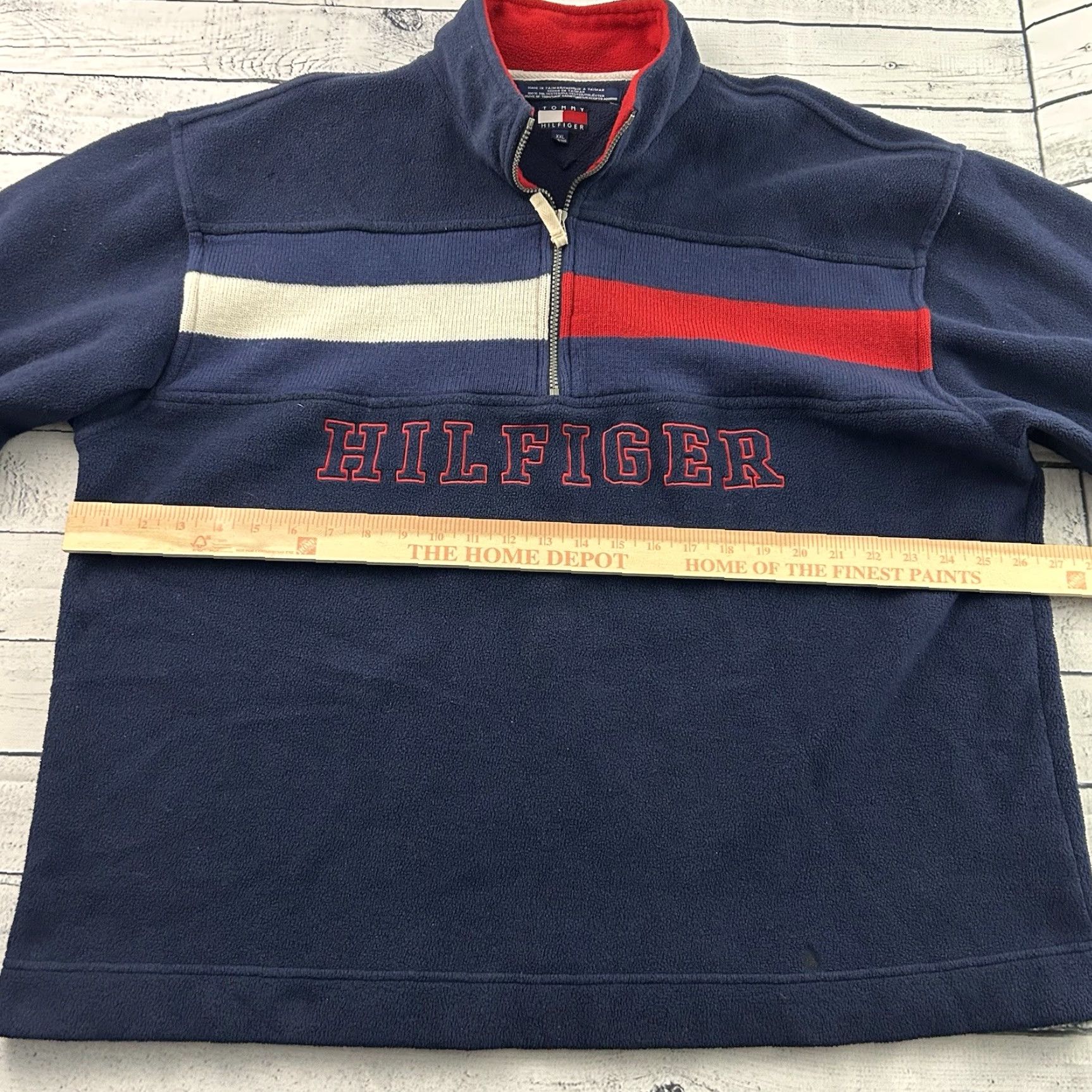 Tommy Hilfiger VINTAGE 90's Tommy Hilfiger Pullover 1/4 Zip Fleece Jacket Men's 2XL Blue Red Shirt Mens Size US XXL / EU 58 / 5 - 4 Thumbnail