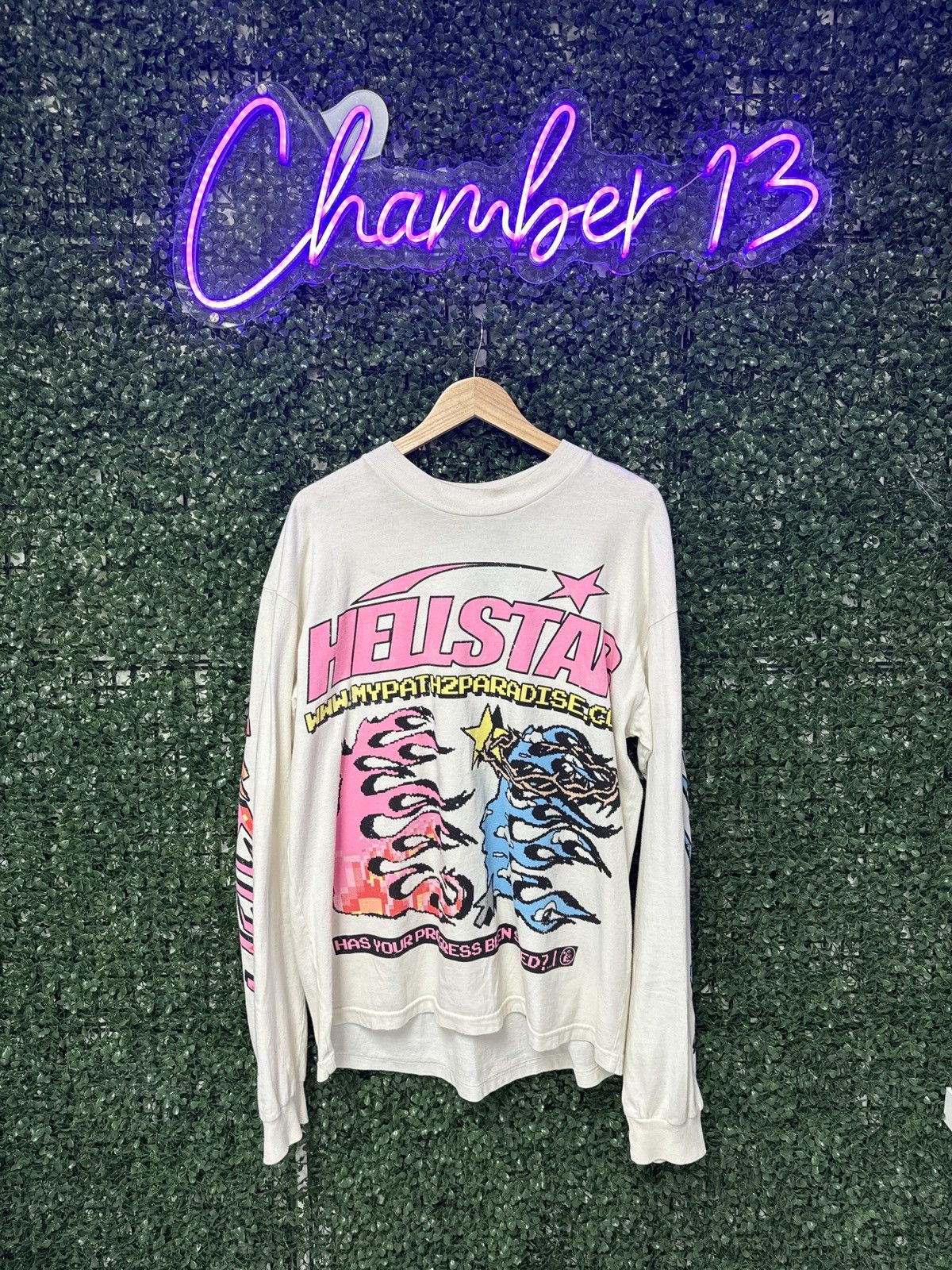 image of Hellstar Digital L/s in White, Men's (Size Large)