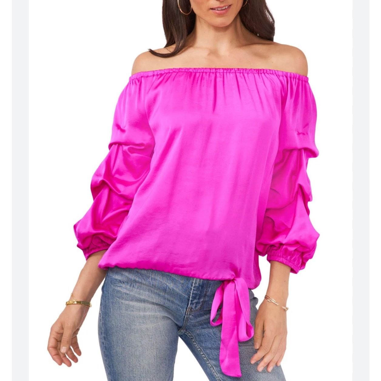 Vince Camuto Vince Camuto Women's Hot Pink Off Shoulder Blouse S NWT Size S / US 4 / IT 40 - 1 Thumbnail