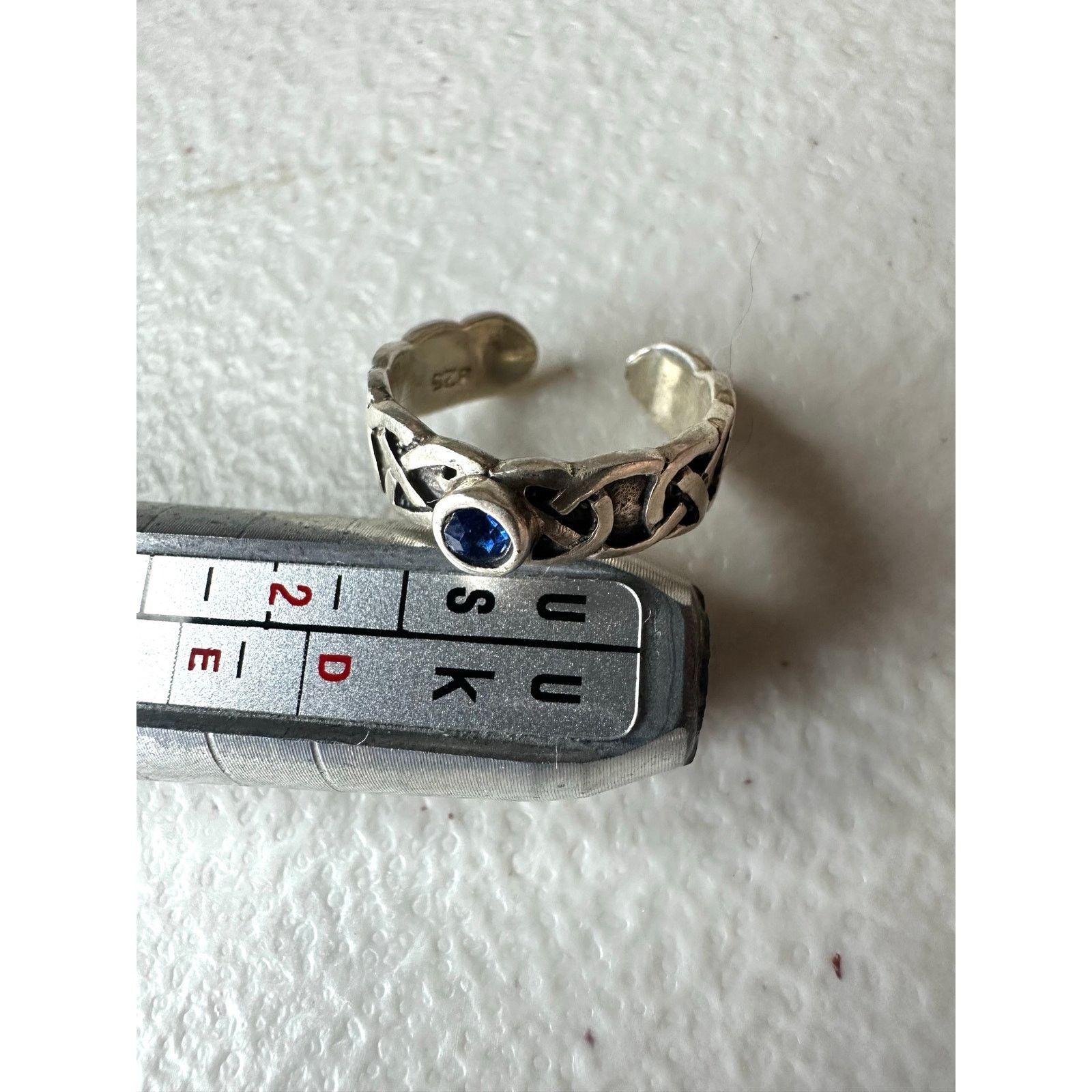 & Other Stories 925 Sterling Silver Celtic Ring Blue Sapphire Size 4 Band Size ONE SIZE - 1 Thumbnail