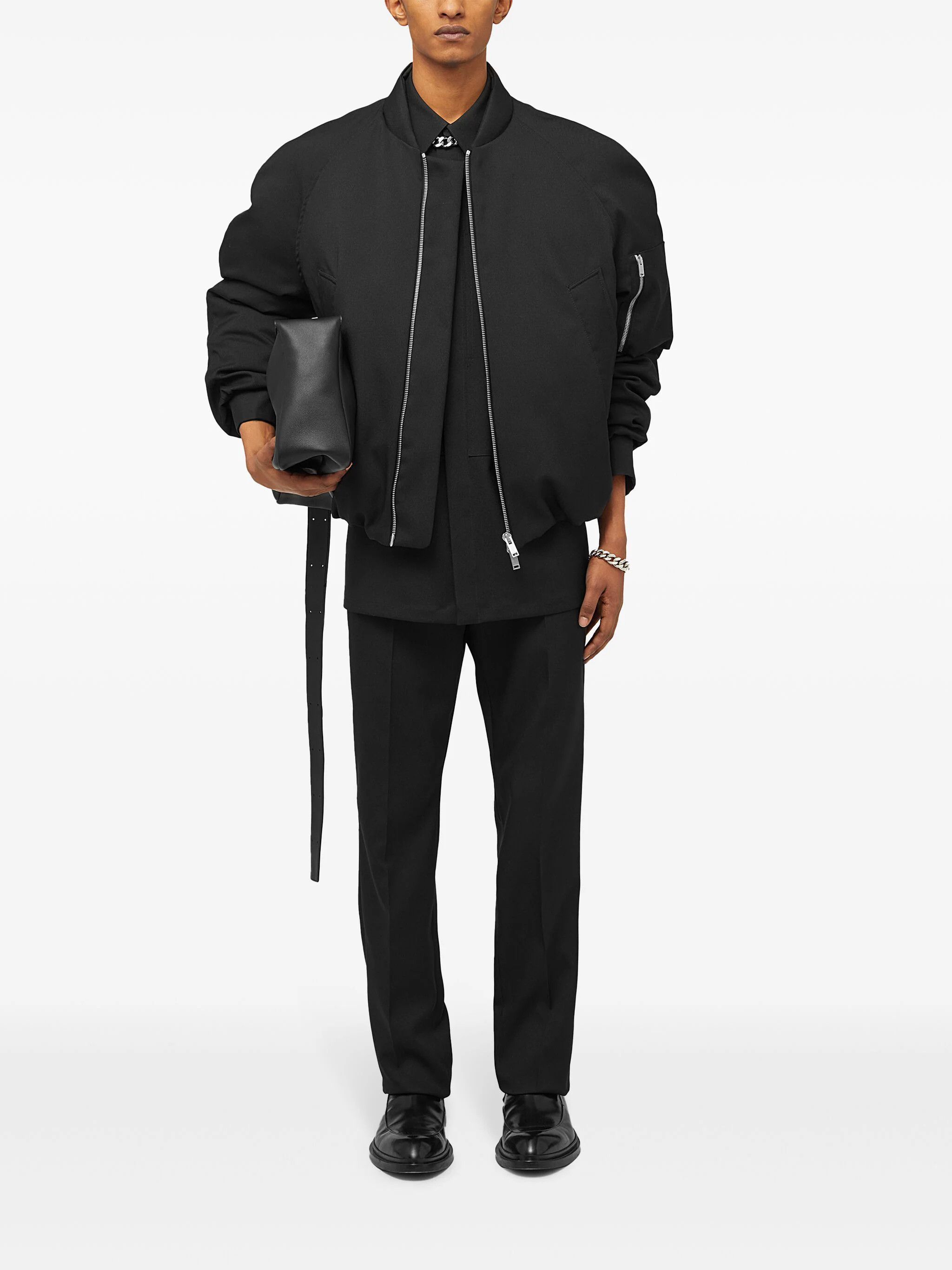 Jil Sander o1s22i1n1024 Padded Feather Bomber Jacket in Black Size US M / EU 48-50 / 2 - 2 Thumbnail