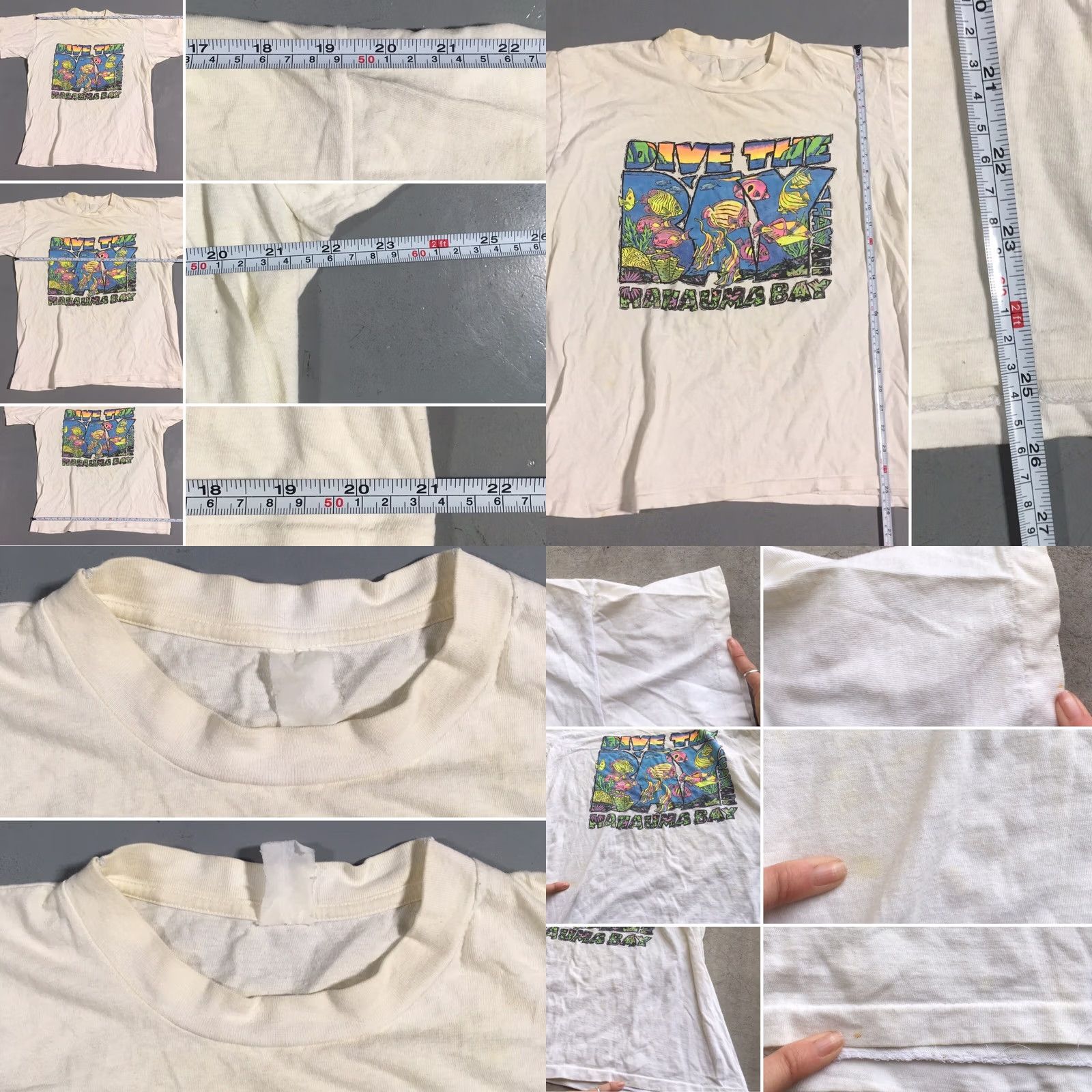 Vintage Vintage Dive Hanauma Bay Hawaii Neon Graphics Tee Single Stitch L XL 80s 90s Mens White Cotton Graphic Tee Beachwear Sportswear Mar9 Size US L / EU 52-54 / 3 - 8 Thumbnail