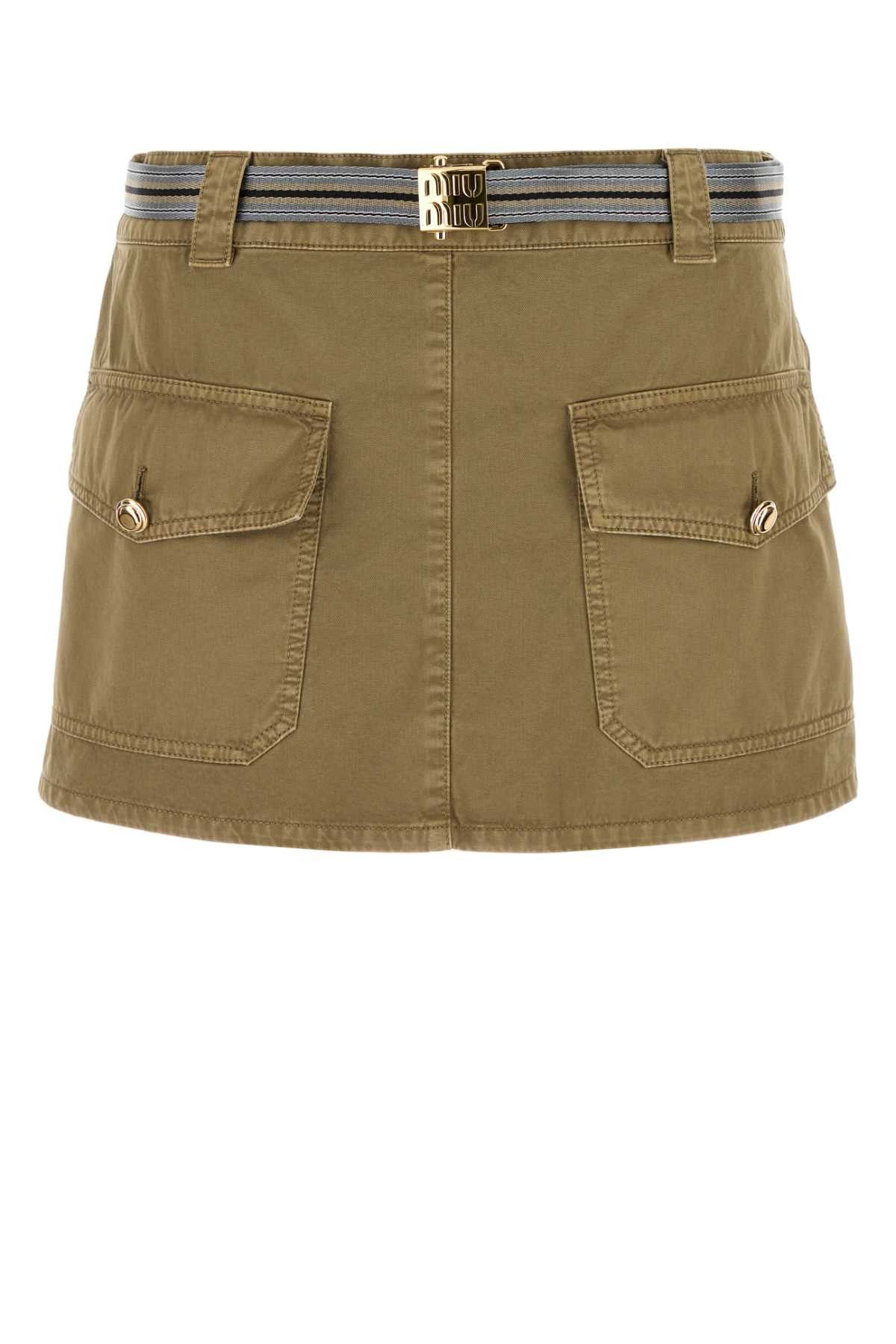 Miu Miu Army Green Cotton Mini Skirt Size 26" / US 2 / IT 38 - 1 Thumbnail