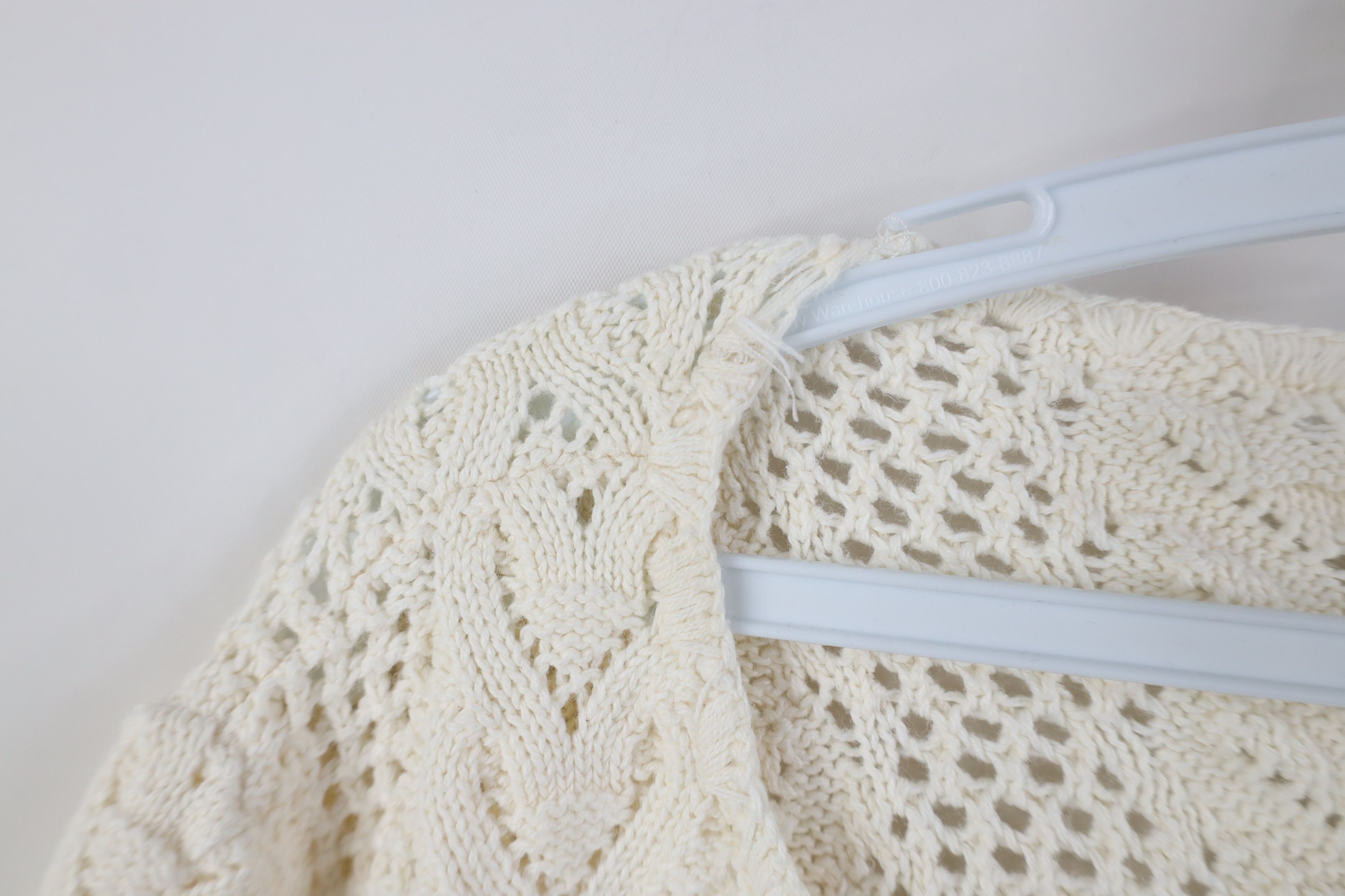 Vintage Vintage 90s Y2K Babydoll Crochet Ribbed Knit Sweater White Size M / US 6-8 / IT 42-44 - 4 Thumbnail