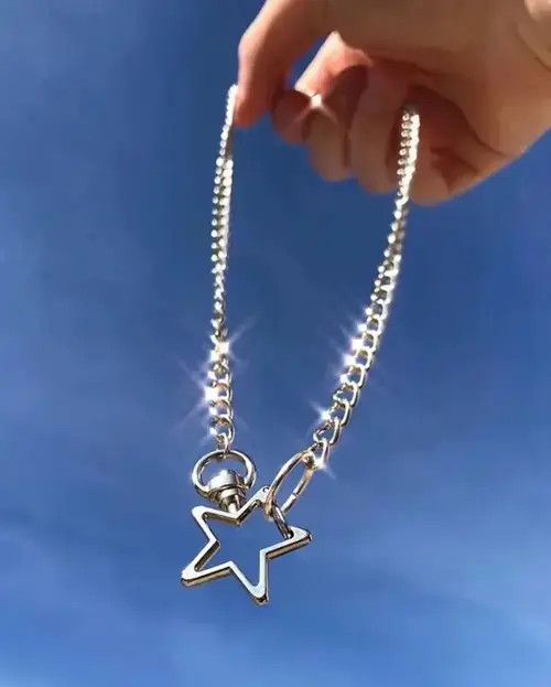 Jewelry x Vintage Hollow Star Pendant Necklaces in Silver, Men's