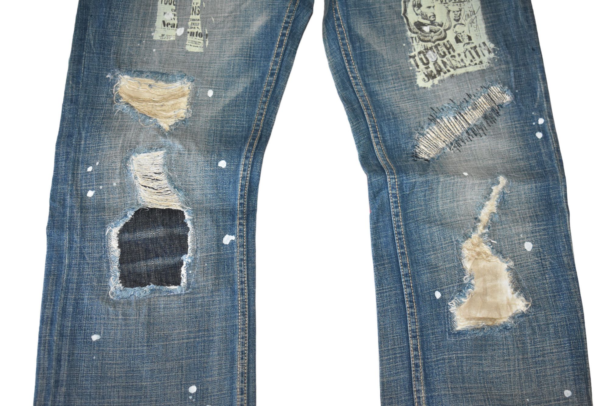 Japanese Brand Flared Tough Jeansmith Patchwork Denim Pants Size US 34 / EU 50 - 6 Thumbnail