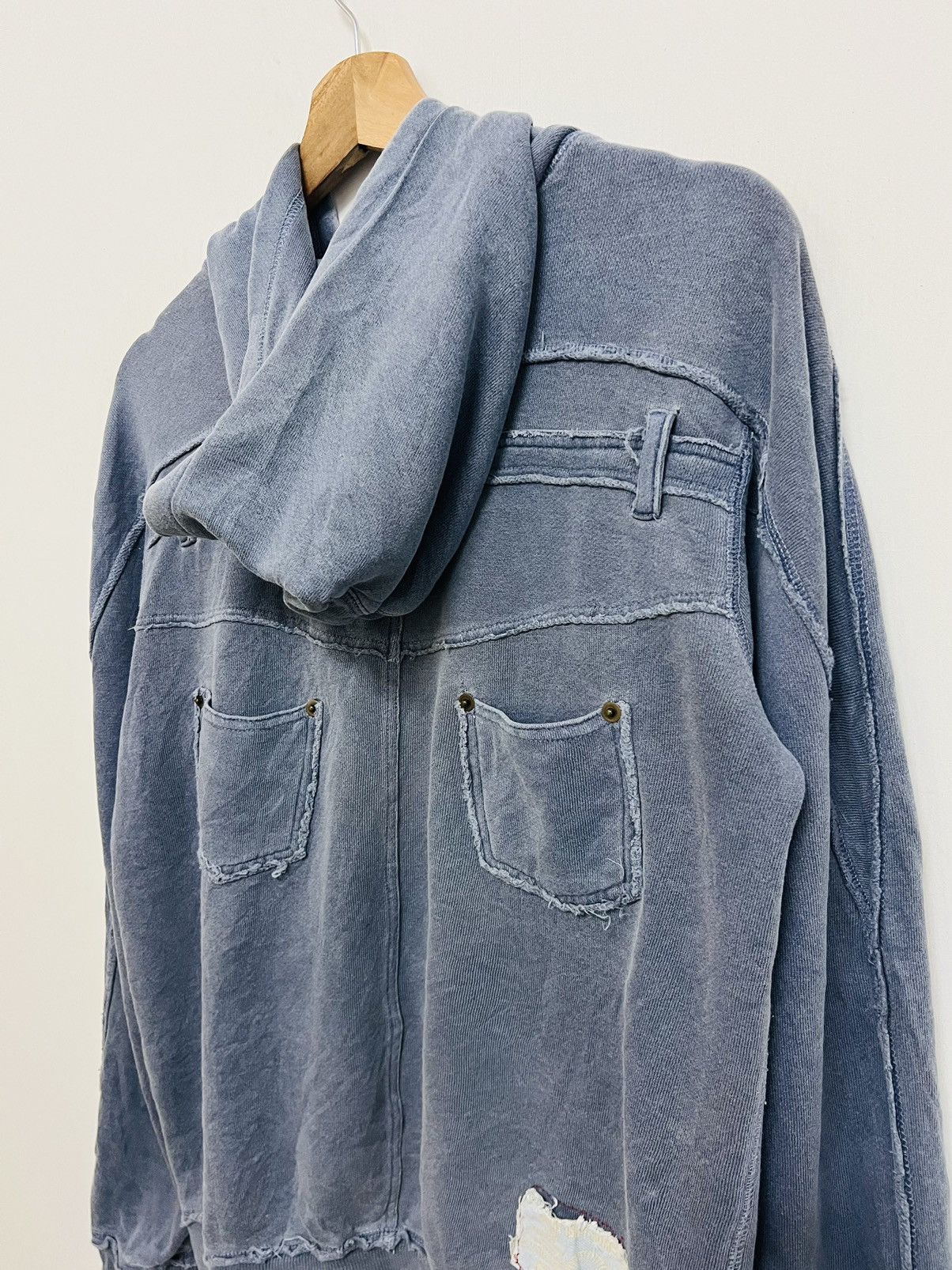 Japanese Brand SKY BOMBER 391B08 RECONSTRUCTED ZIPPER HOODIE JACKET Size US M / EU 48-50 / 2 - 16 Thumbnail