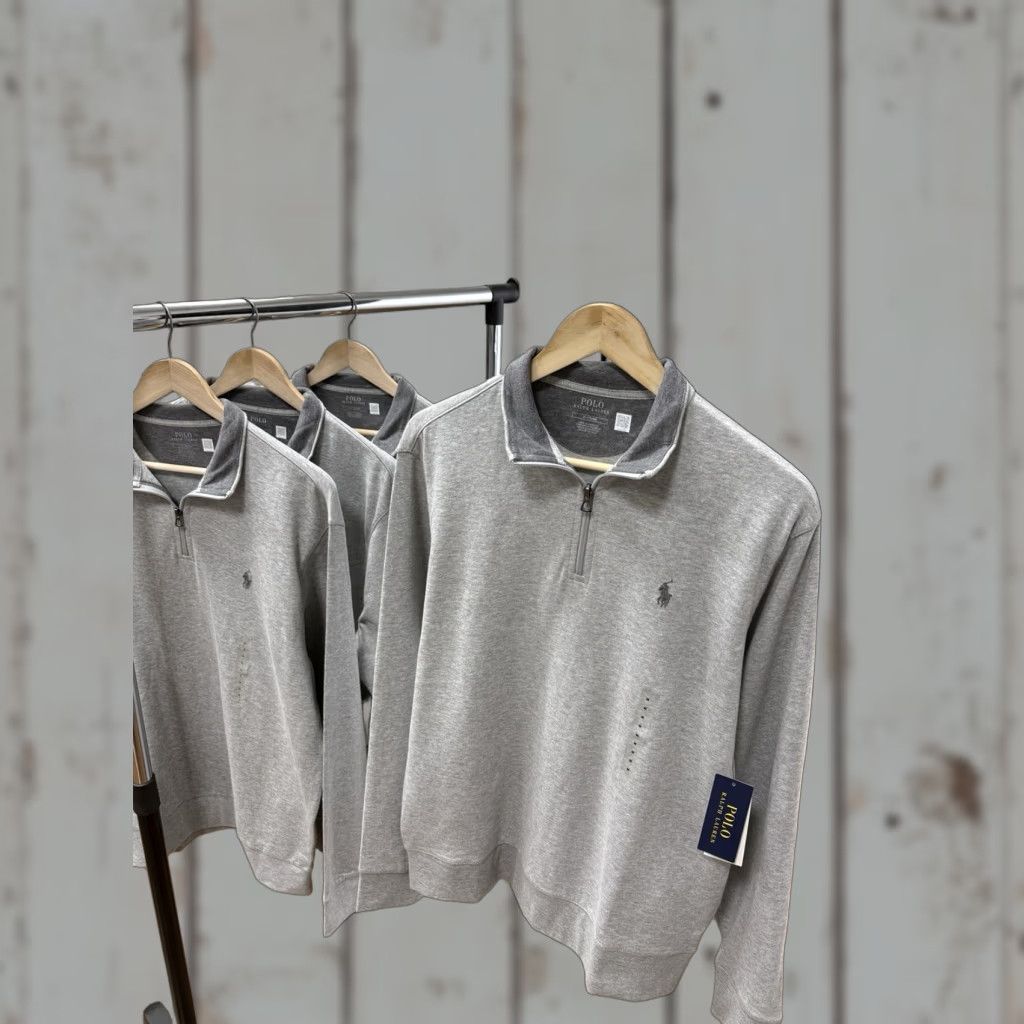 Ralph Lauren VINTAGE NWT Polo Ralph Lauren Luxury Jersey Quarter-zip Pullover Mens L Gray Sweater Size US L / EU 52-54 / 3 - 1 Thumbnail