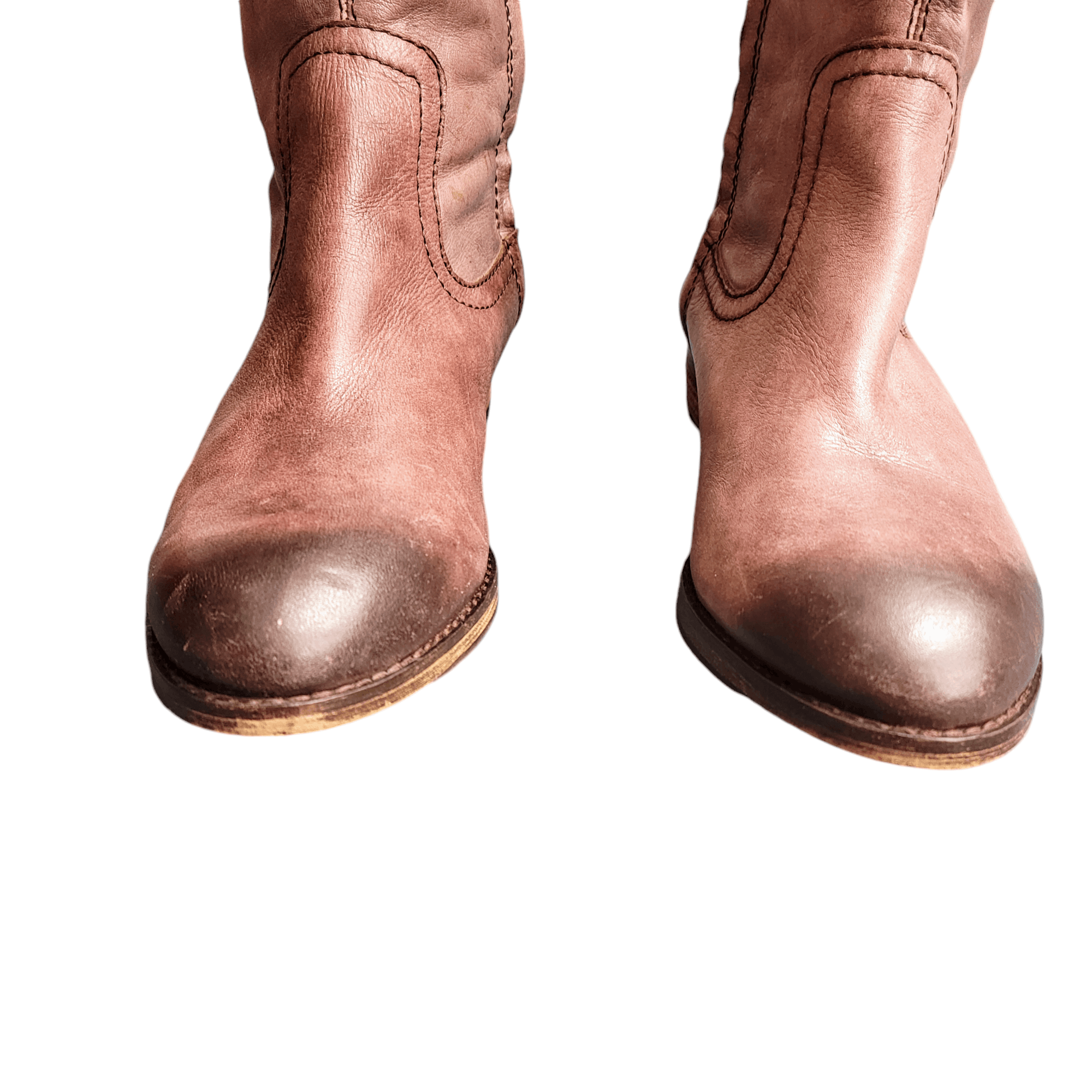 NBDN Nobrandedon Arturochiang Brown Distressed Leather Tall Riding Boots Size US 8.5 / IT 38.5 - 2 Thumbnail