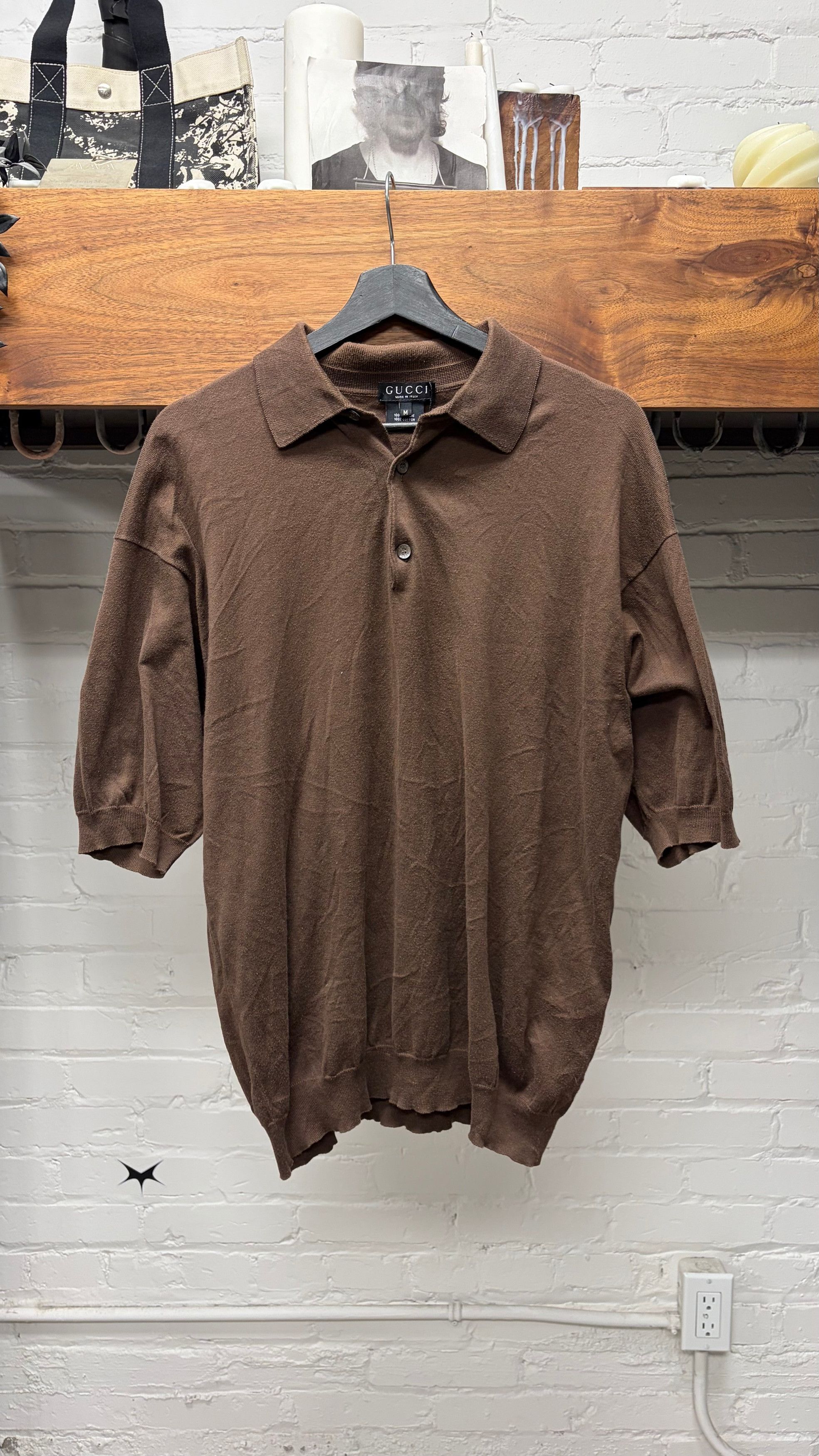 Gucci 90s Gucci by Tom Ford Dark Brown Cotton Knit Polo Size US M / EU 48-50 / 2 - 1 Thumbnail