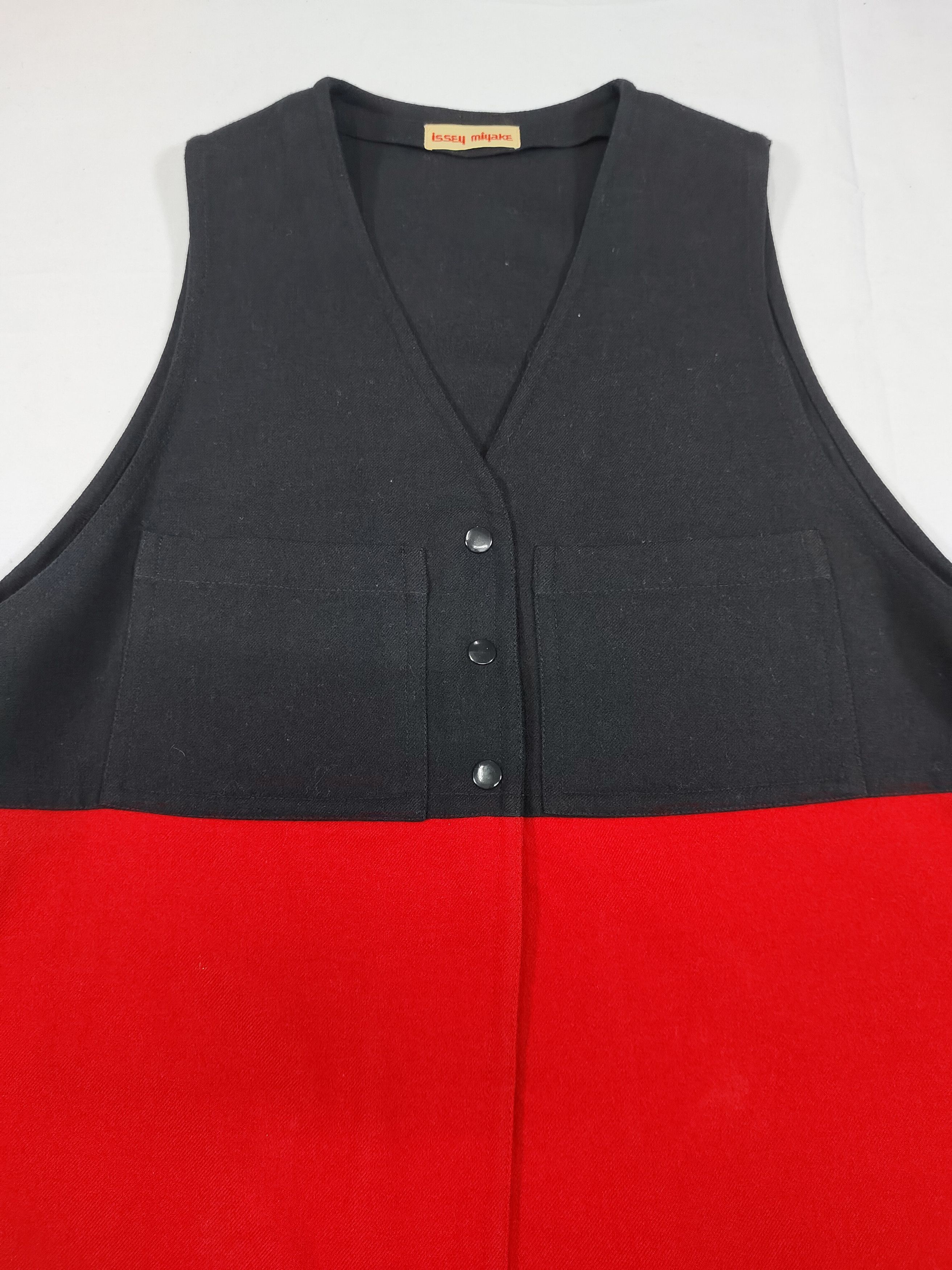 Issey Miyake ARCHIVE📕70s Issey Miyake Colour Block Wool Sleeveless Dress Size M / US 6-8 / IT 42-44 - 5 Thumbnail