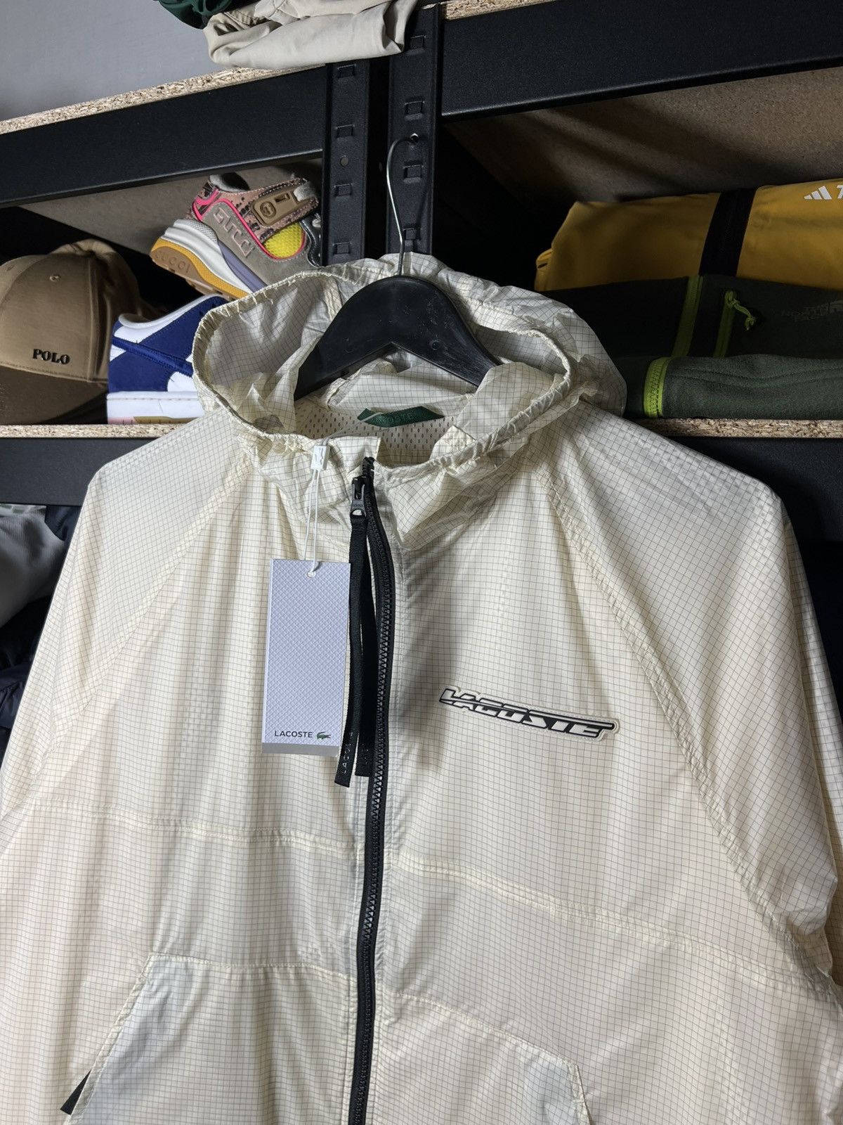 Lacoste 🧥 Lacoste Lightweight Windbreaker Jacket – Cream Grid Size M Size US M / EU 48-50 / 2 - 11 Thumbnail