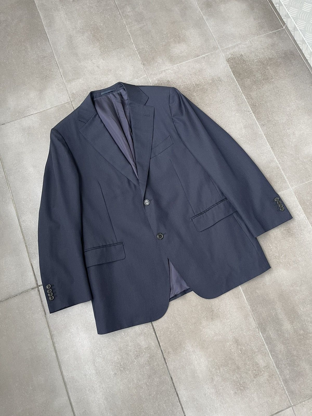 Suitsupply SS11 Suitsupply White Striped Navy Wool Casual Blazer Size 46S - 7 Thumbnail