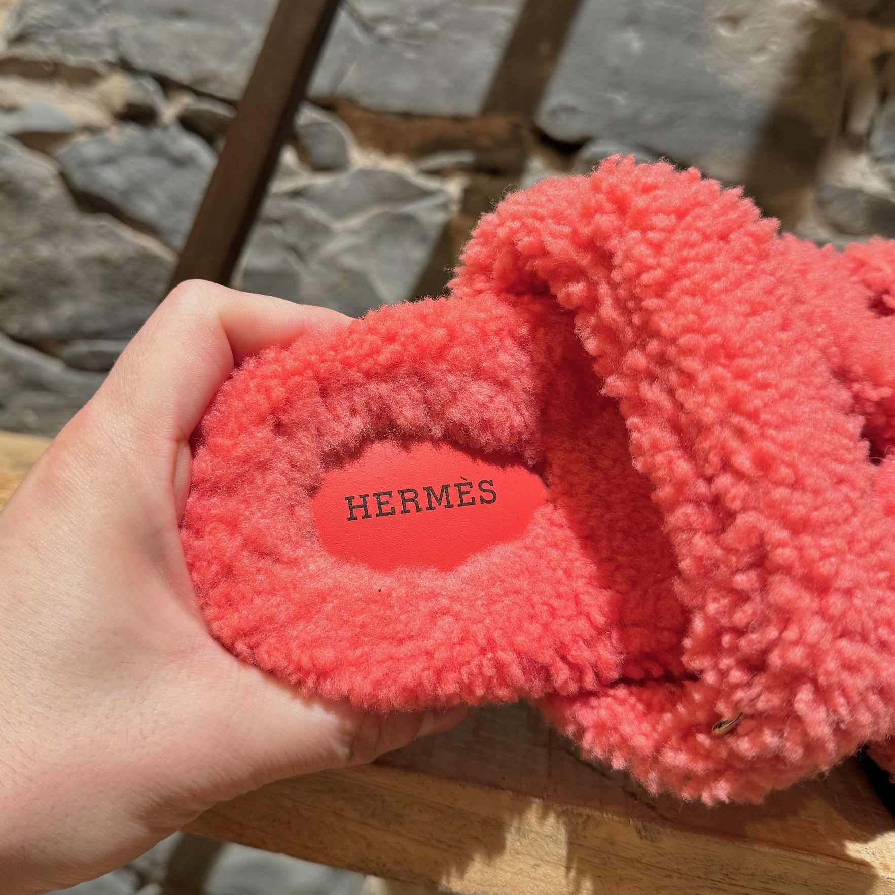Hermes Hermès Rose Du Désert Chypre Shearling Sandals Size US 5.5 / IT 35.5 - 6 Thumbnail