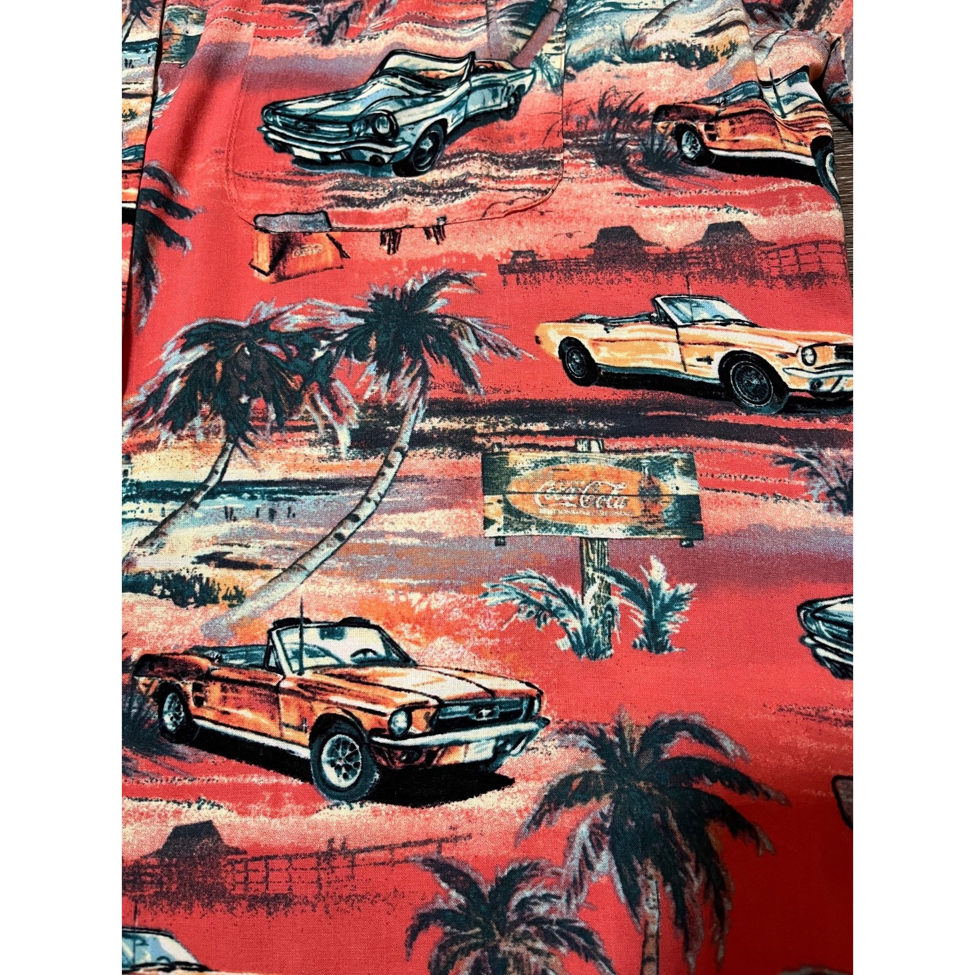Other Ford Mustang Hawaiian Button-Up Shirt "shrimp orangie" color Size US L / EU 52-54 / 3 - 5 Thumbnail