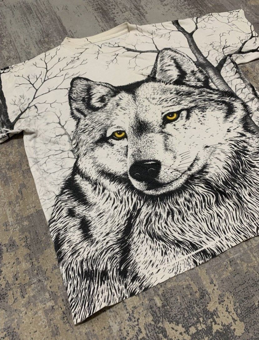Vintage Vintage Wolf Graphic T-Shirt All Over Print Size US M / EU 48-50 / 2 - 2 Thumbnail