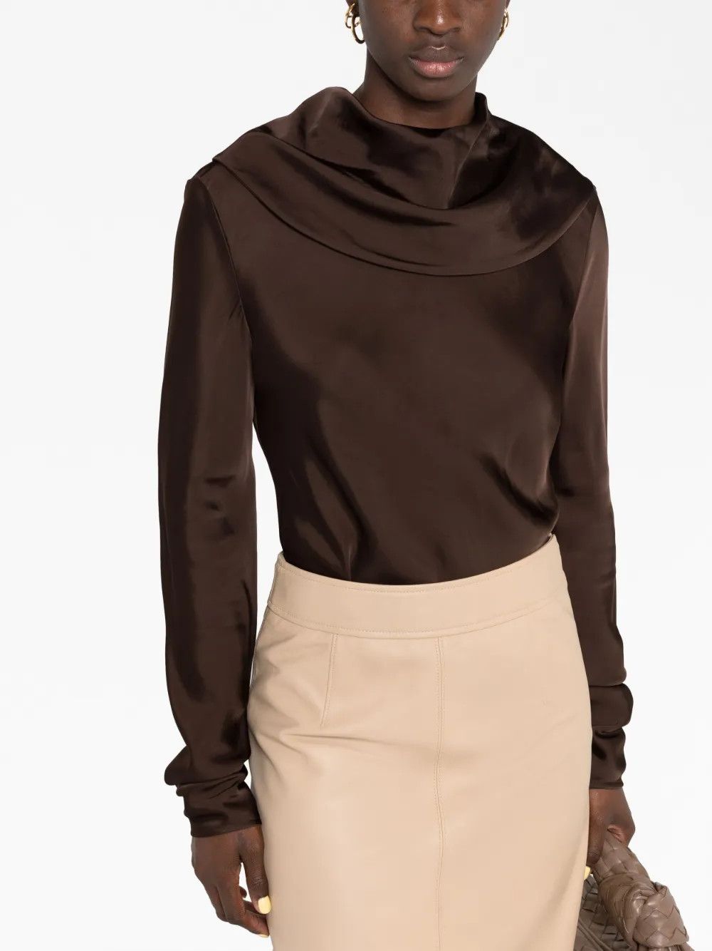 Jil Sander o1y1025 Long Sleeves Blouse in Dark Brown Size S / US 4 / IT 40 - 2 Thumbnail