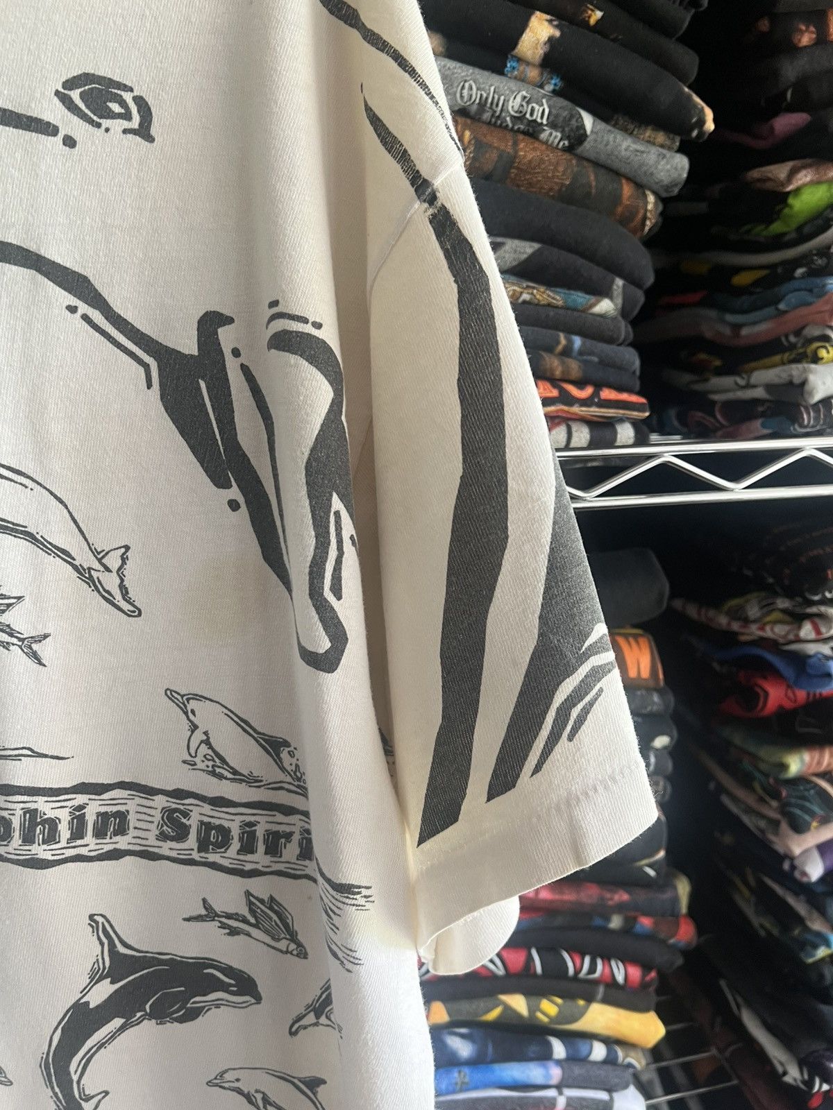 Arts & Science 1993 Dolphin Spirit Harlequin Nature Single Stitch AOP Tee Size US XL / EU 56 / 4 - 5 Thumbnail