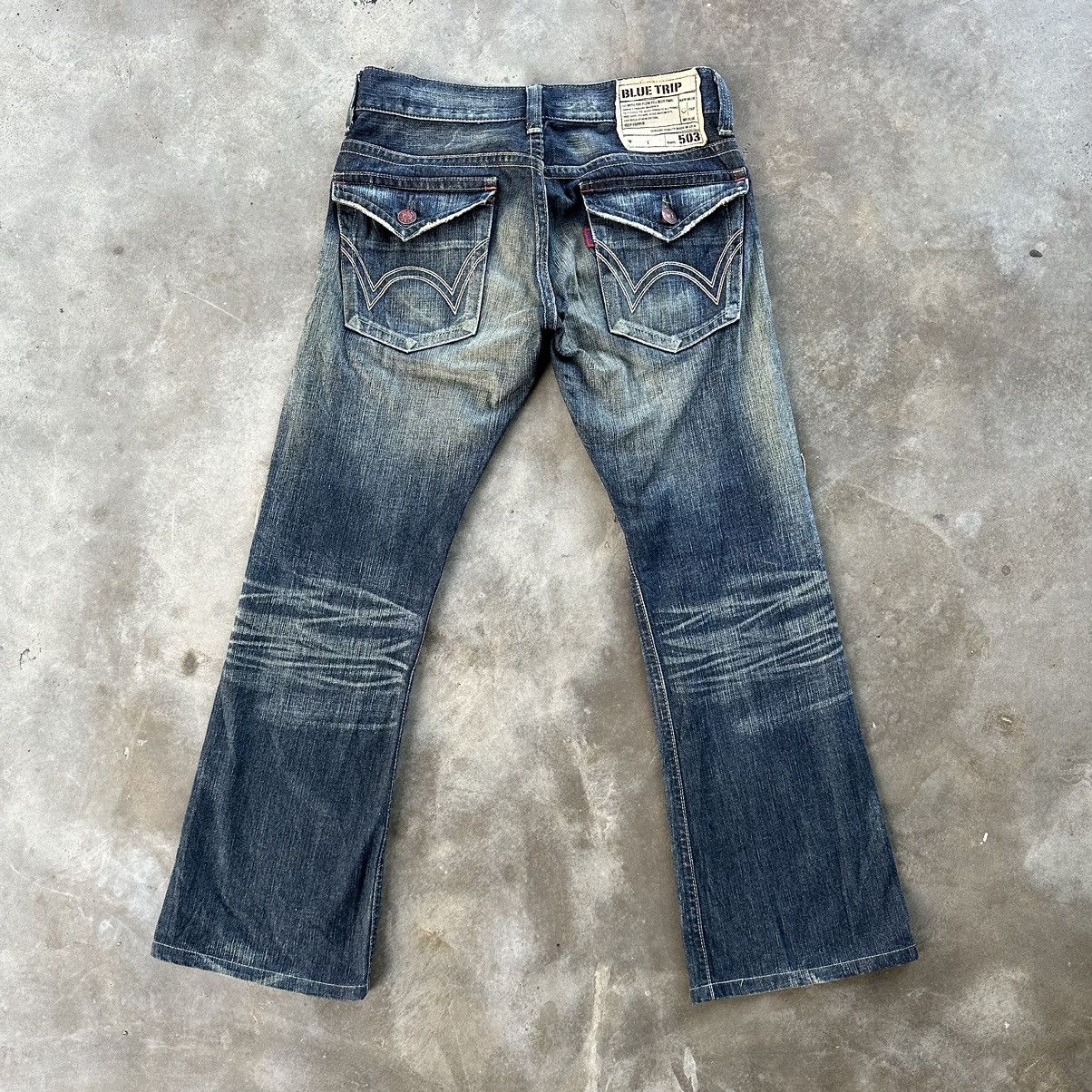 Japanese Brand Vintage Edwin Distressed Rusty Jean Flare Faded Denim Pant Size US 32 / EU 48 - 10 Thumbnail