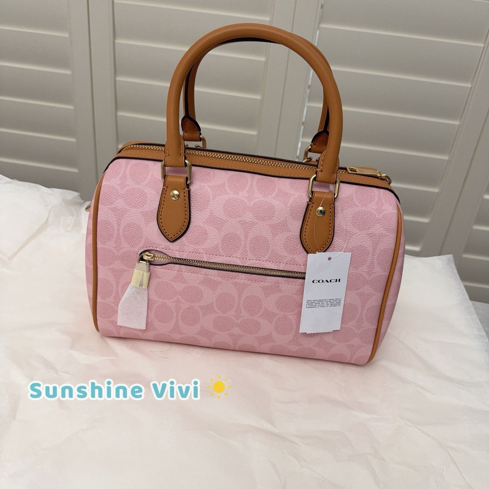 Coach NWT Coach Rowan Satchel Bag Charms Gold/Powder Pink CEA18 Size ONE SIZE - 4 Thumbnail