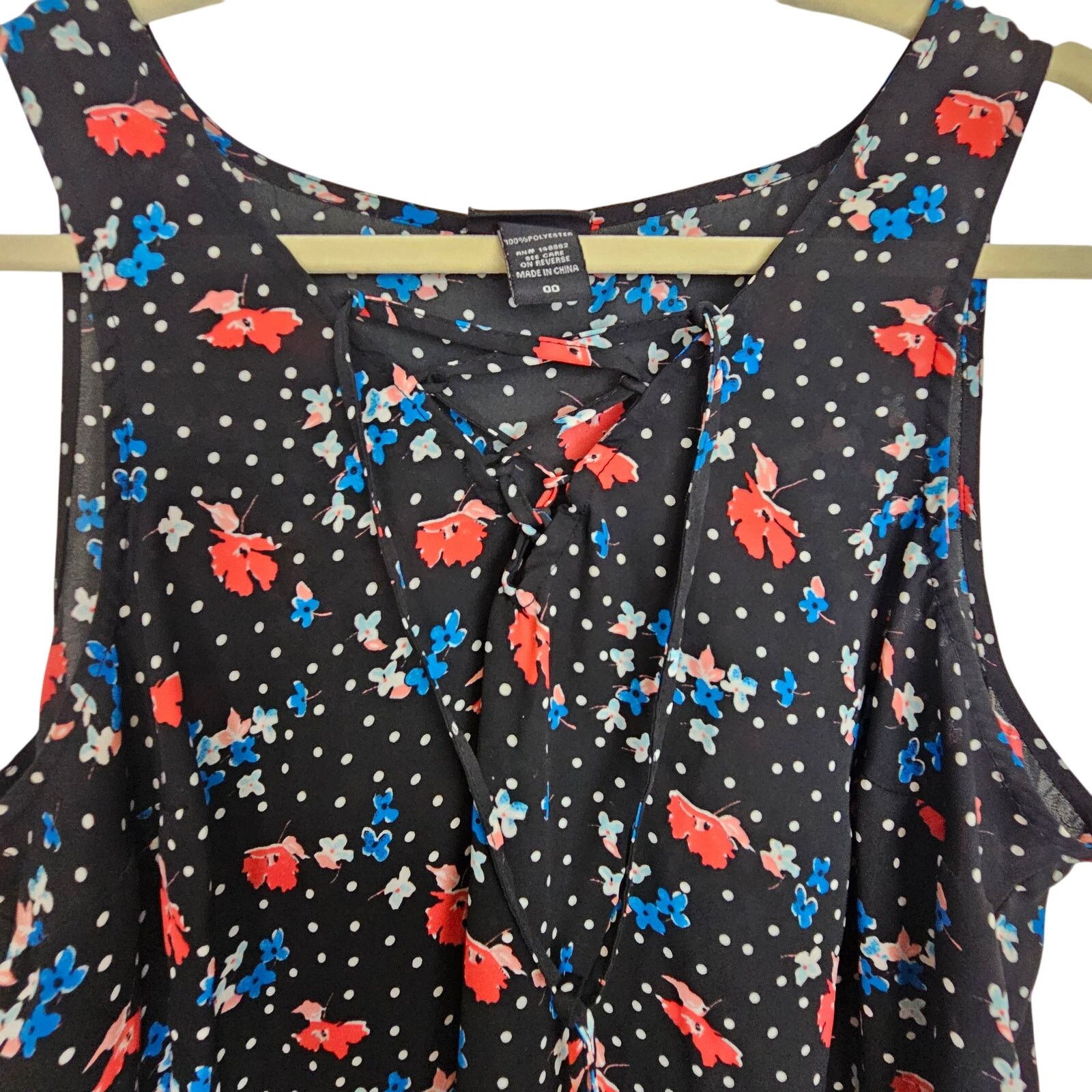 Torrid Torrid Womens Floral Polka Dot Lace Up Tank Top Plus 00X Size XL / US 12-14 / IT 48-50 - 2 Thumbnail