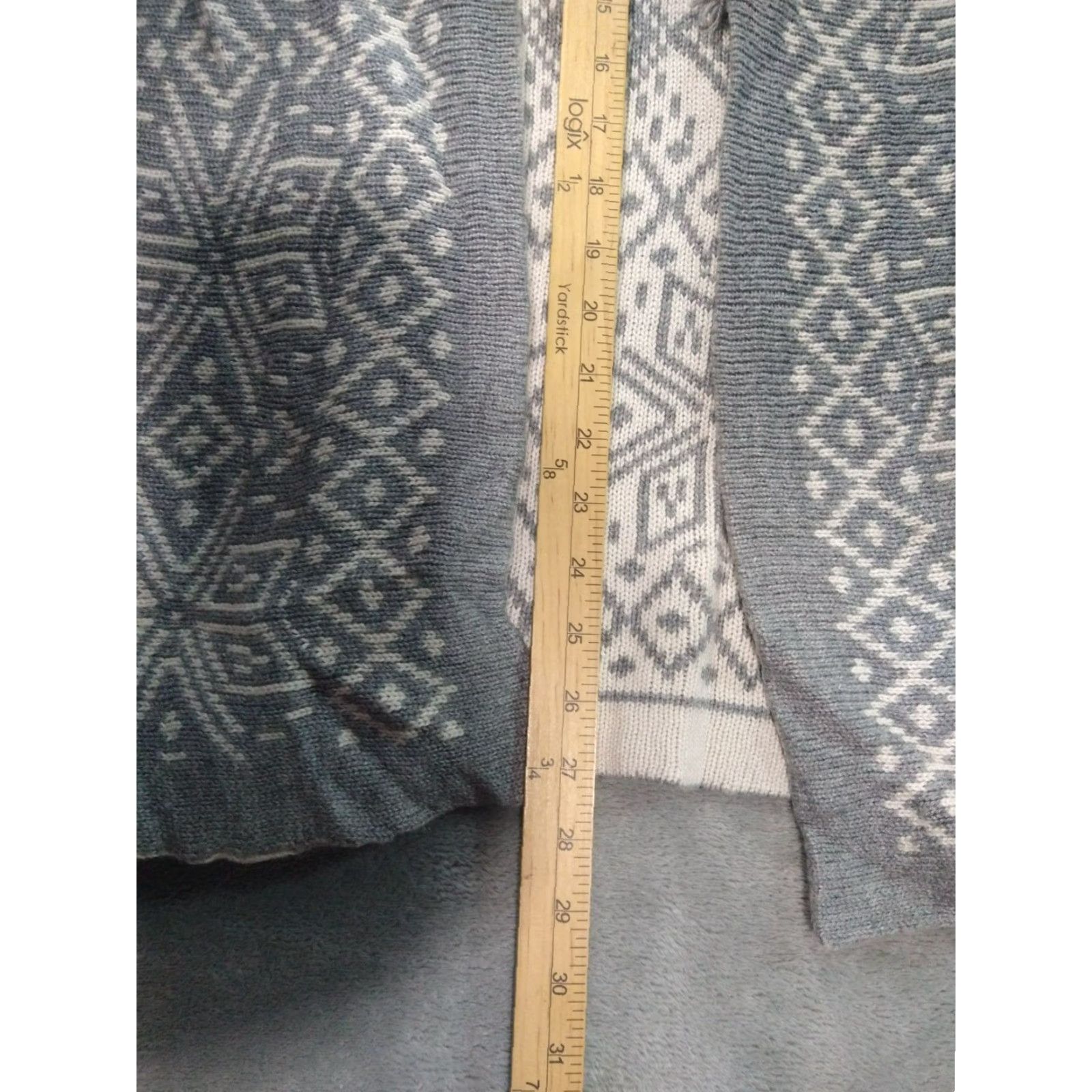 Talbots Talbots Cardigan Sweater Women Large Petite Open Front Aztec Gray Wool Cashmere Blend Knit Style: Tight-Knit Size L / US 10 / IT 46 - 3 Thumbnail