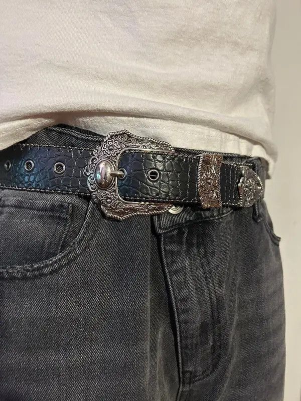Japanese Brand Fukiishi x Nan Y2K Gothic Buckle Belt Size 30 - 6 Thumbnail