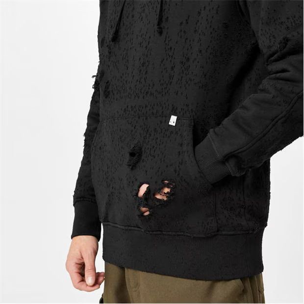 1017 ALYX 9SM o1g2r1mq0824 Distressed Cotton Hoodie in Black Size US L / EU 52-54 / 3 - 5 Thumbnail