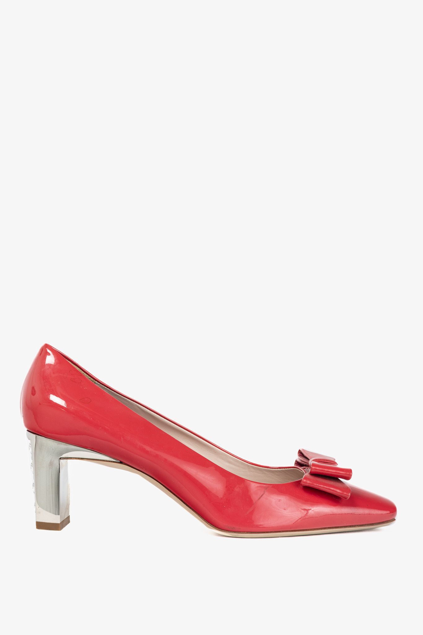 Miu Miu Miu Miu Raspberry Vernice-Leather Bow Crystal-Heel Pumps Size US 10.5 / IT 40.5 - 1 Thumbnail