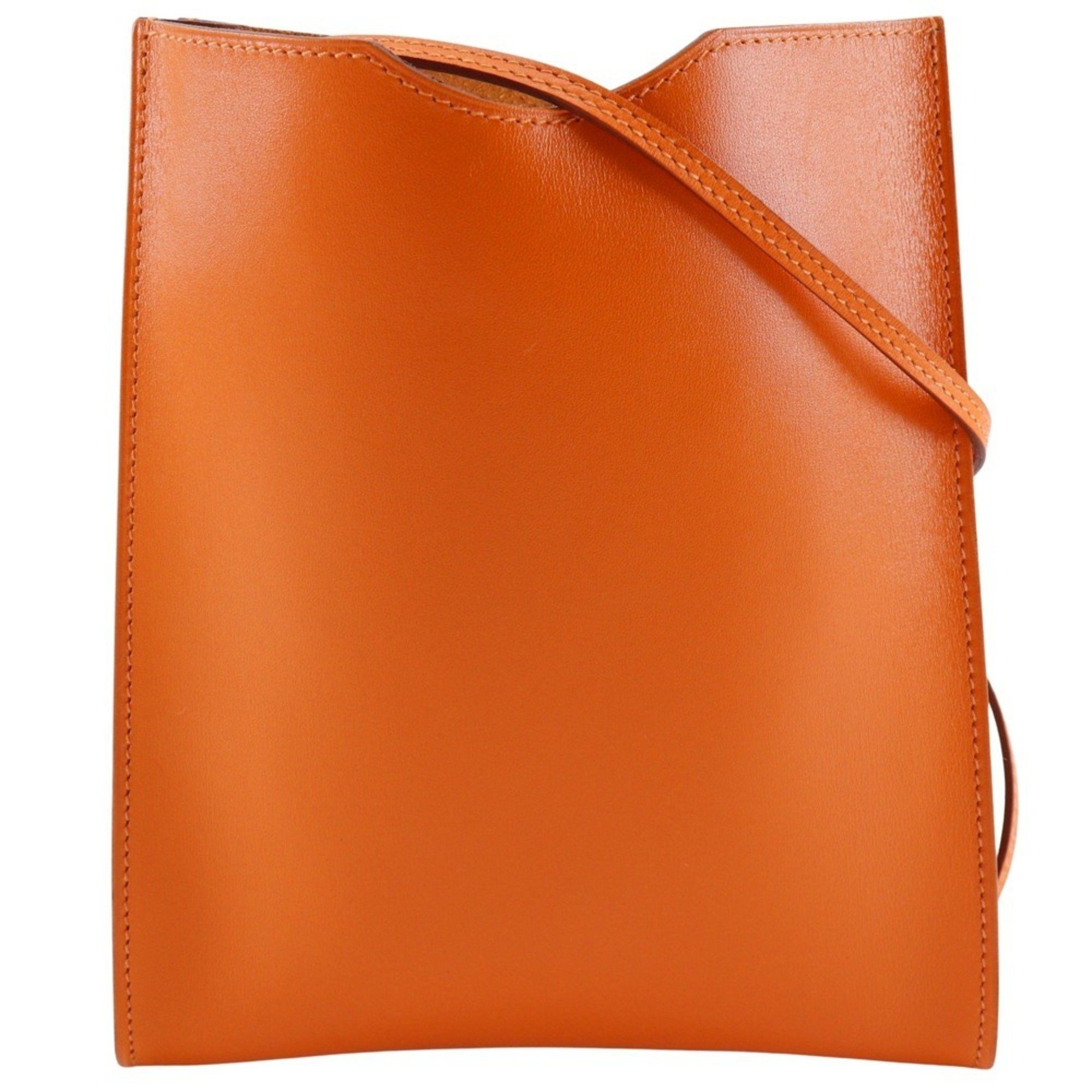 Hermes Onimetu Shoulder Bag Box Calf 2003 Orange G Unisex, Women's