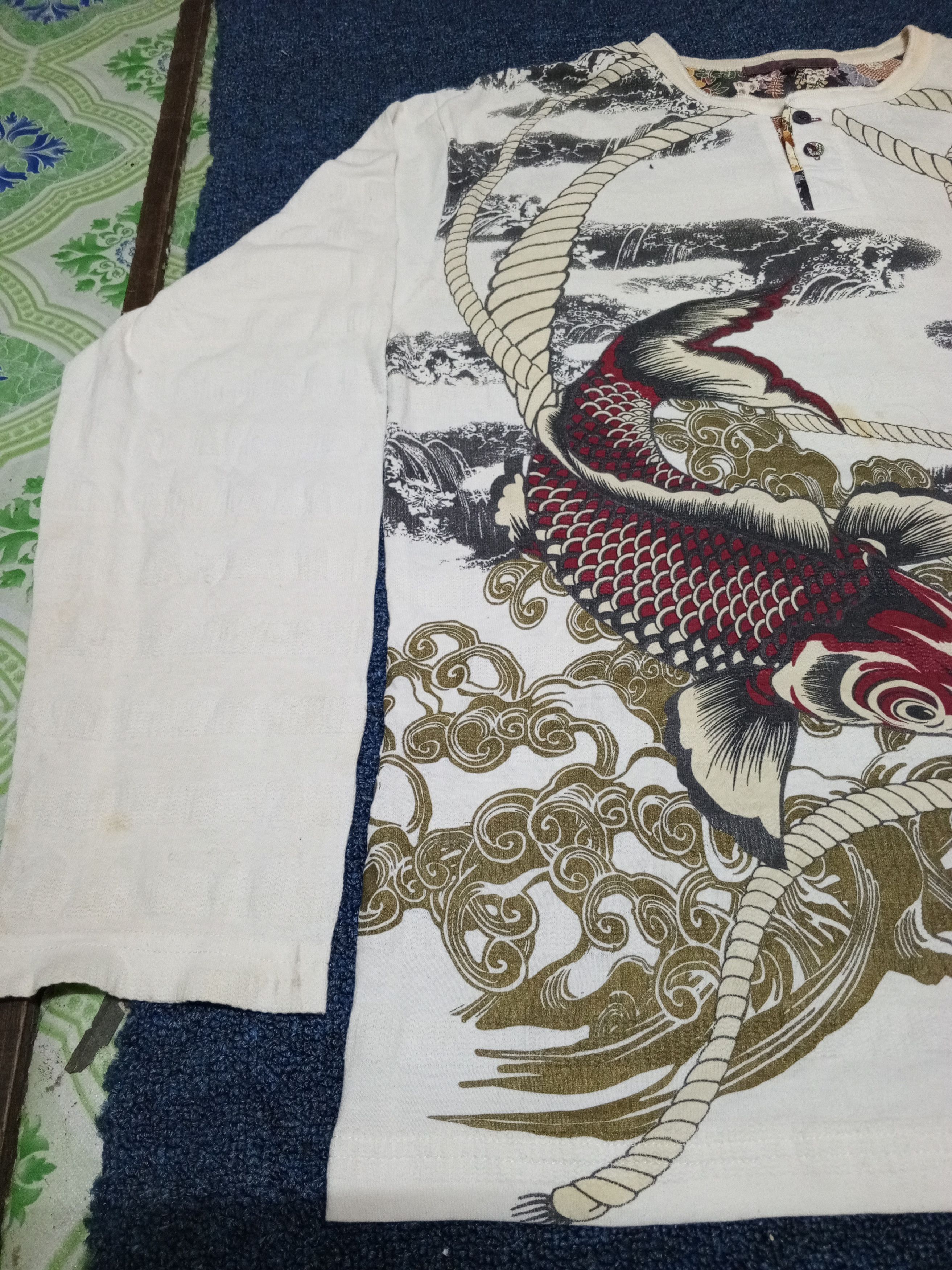 Japanese Brand SUKAJAN FISH KOII FULLPRINT NICE Size US XL / EU 56 / 4 - 4 Thumbnail