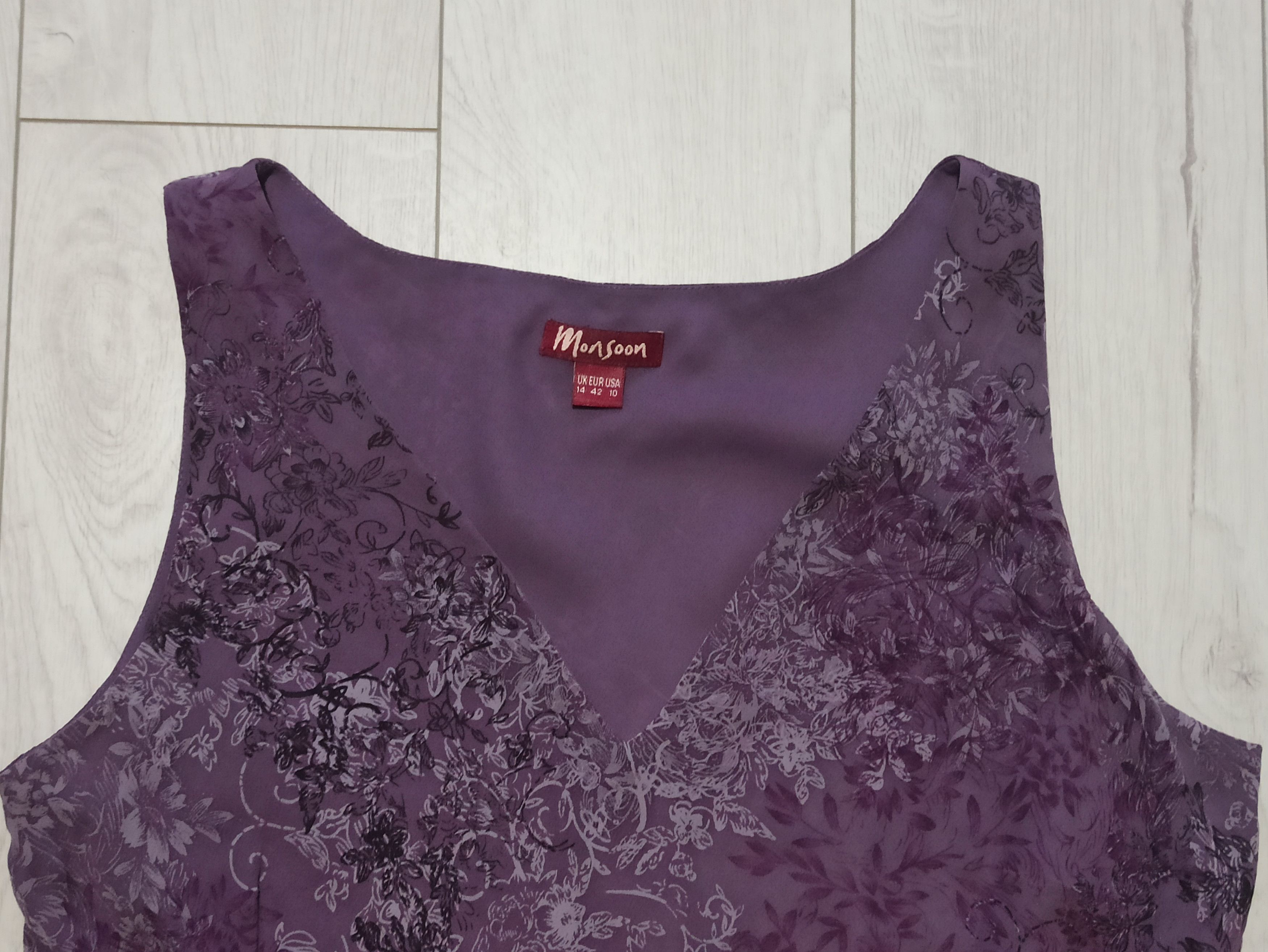 Designer Monsoon silk dress Size L / US 10 / IT 46 - 3 Thumbnail