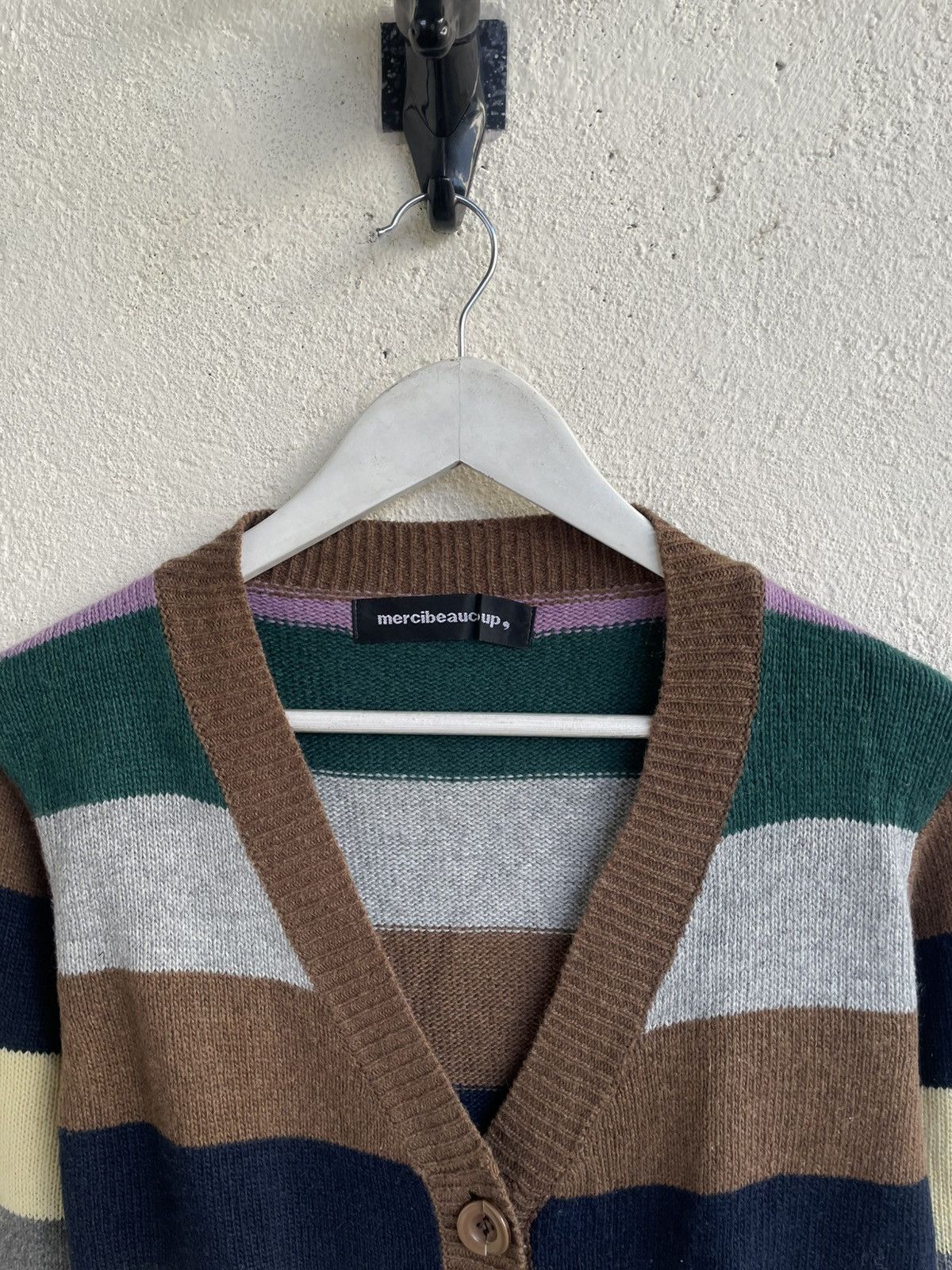 Issey Miyake 2000s Merci Multi Stripe Long Cardigan Hysteric Y’s CDG Miu Size M / US 6-8 / IT 42-44 - 2 Thumbnail