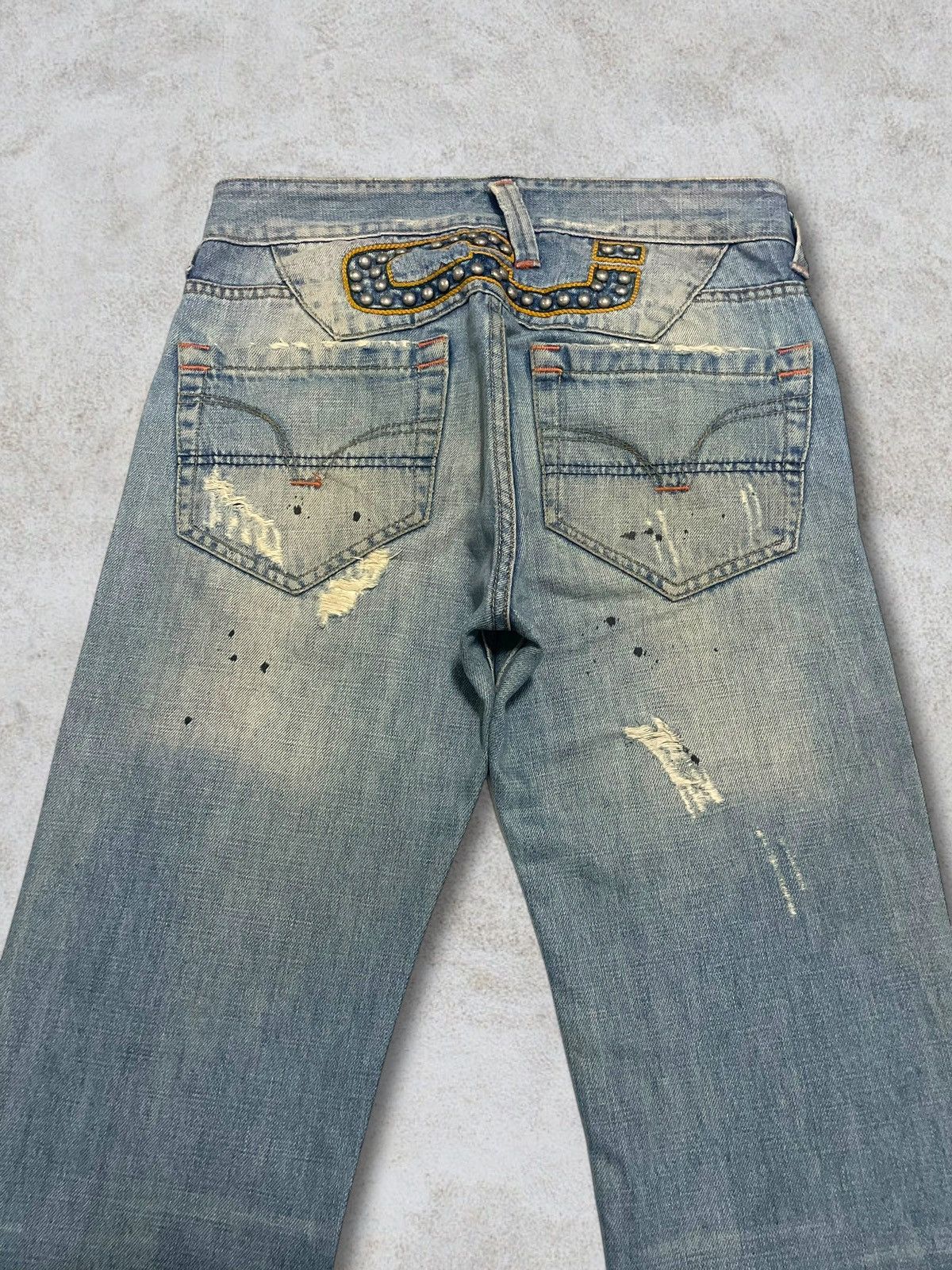 Japanese Brand Vintage Italian CJ Distressed Splatter Piercing Beads Jeans Size US 30 / EU 46 - 5 Thumbnail