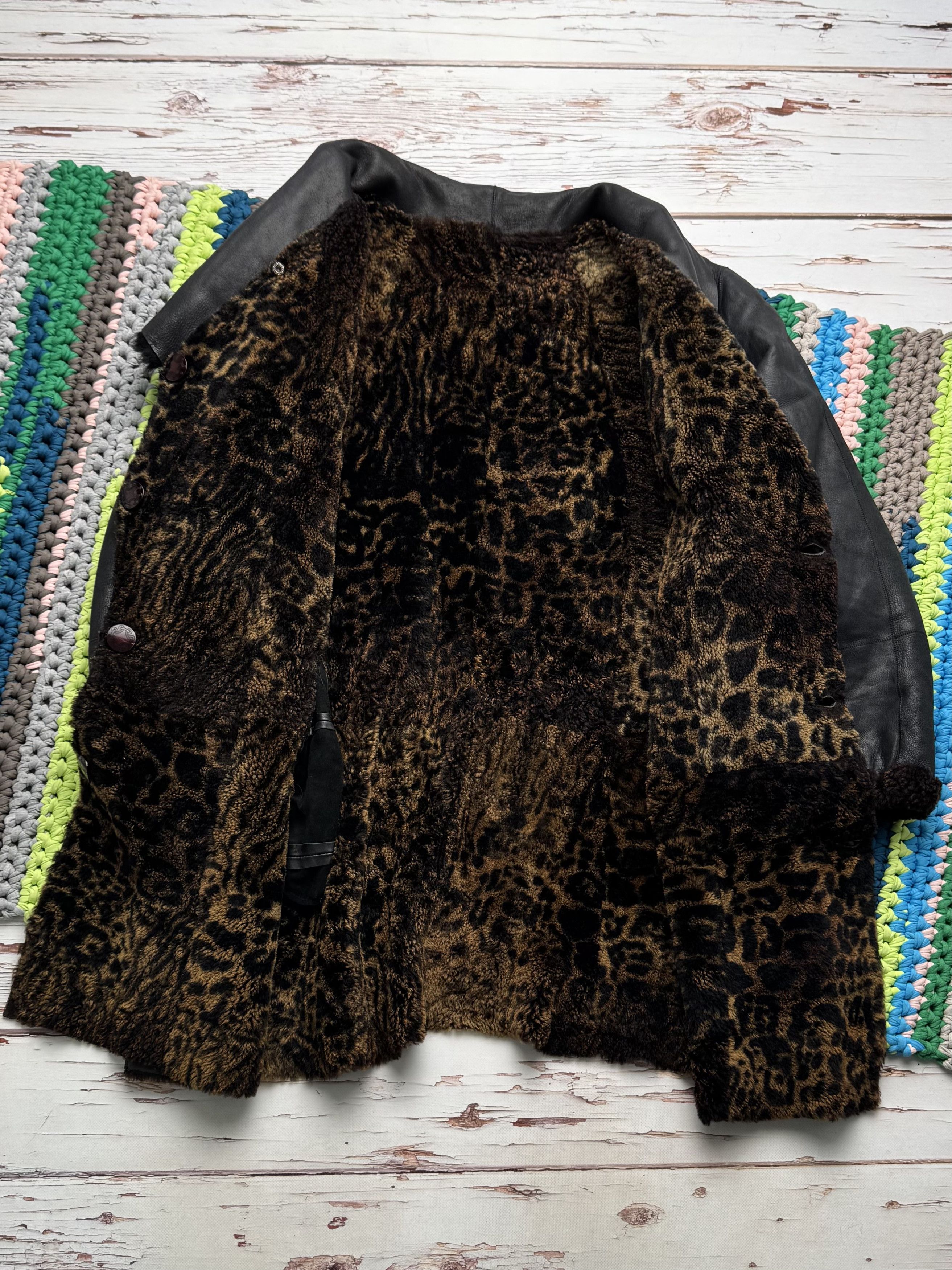 Vintage Vintage Black Shearling Leather Coat Winter Jacket Y2K (ET1) Size XL / US 12-14 / IT 48-50 - 7 Thumbnail