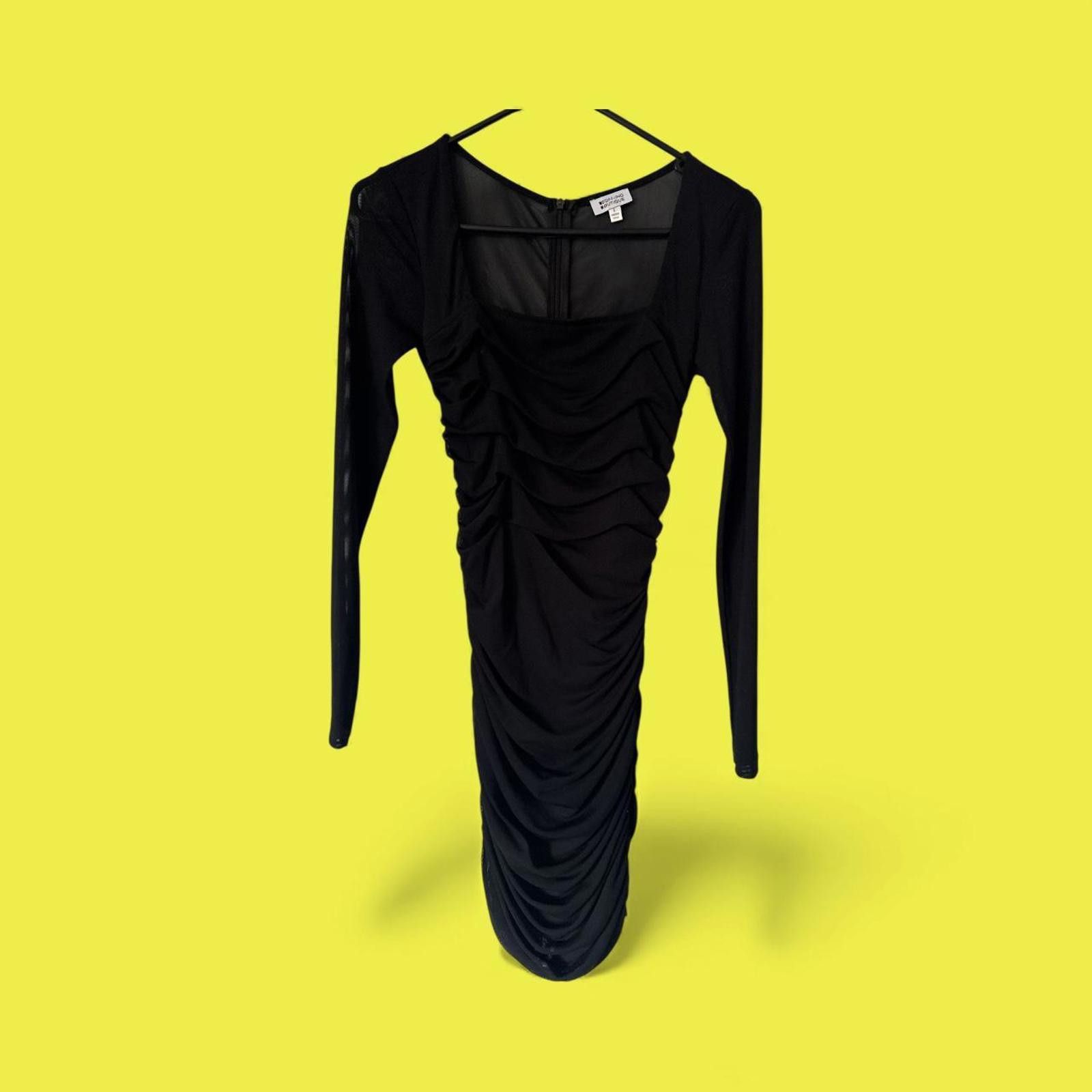 Other Beginning Boutique Black Ruched Mesh Dress – Size 6 Size XS / US 0-2 / IT 36-38 - 1 Thumbnail