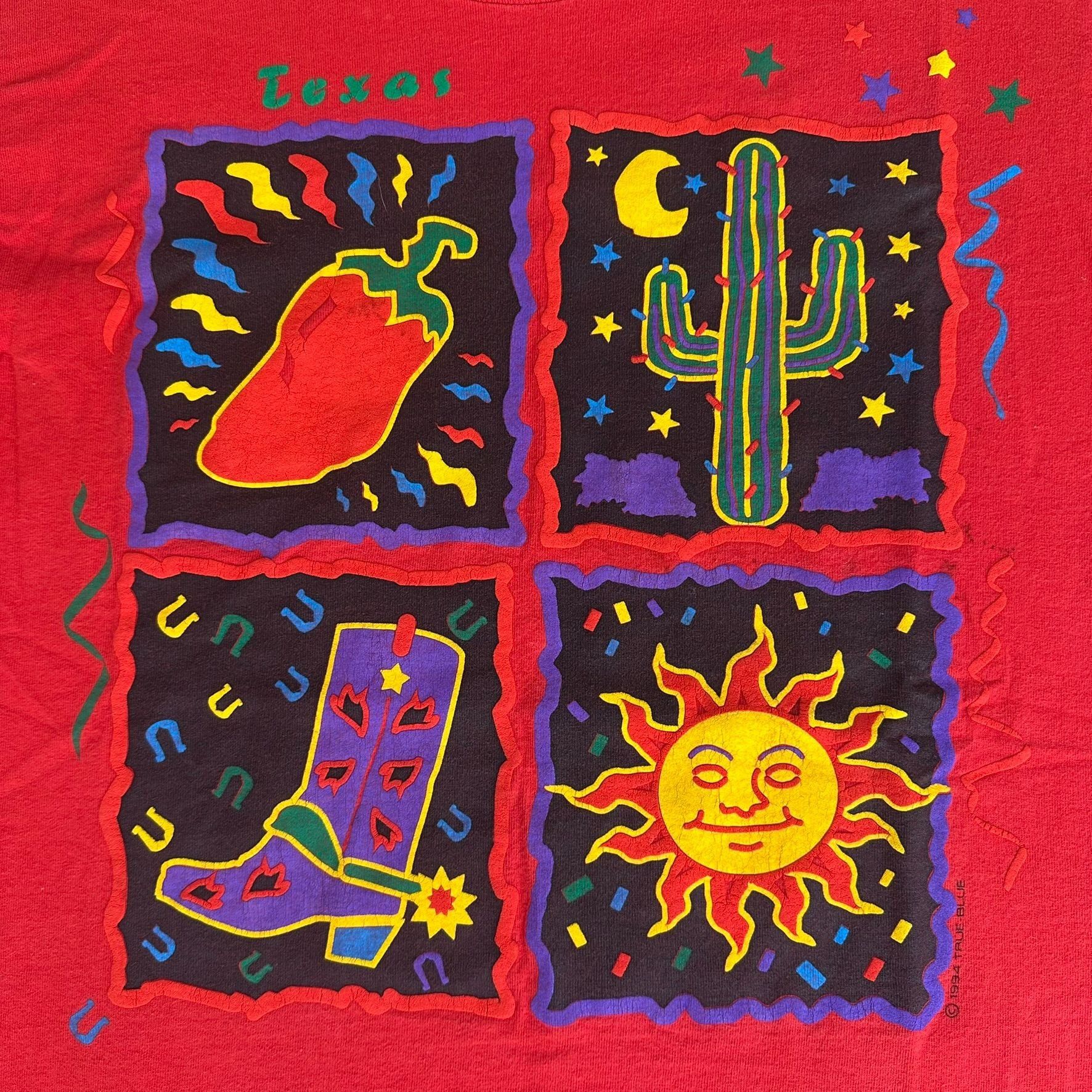Fruit Of The Loom Vintage 90s Texas Pop Art T-Shirt Western Single Stitch Tour Size US M / EU 48-50 / 2 - 2 Thumbnail