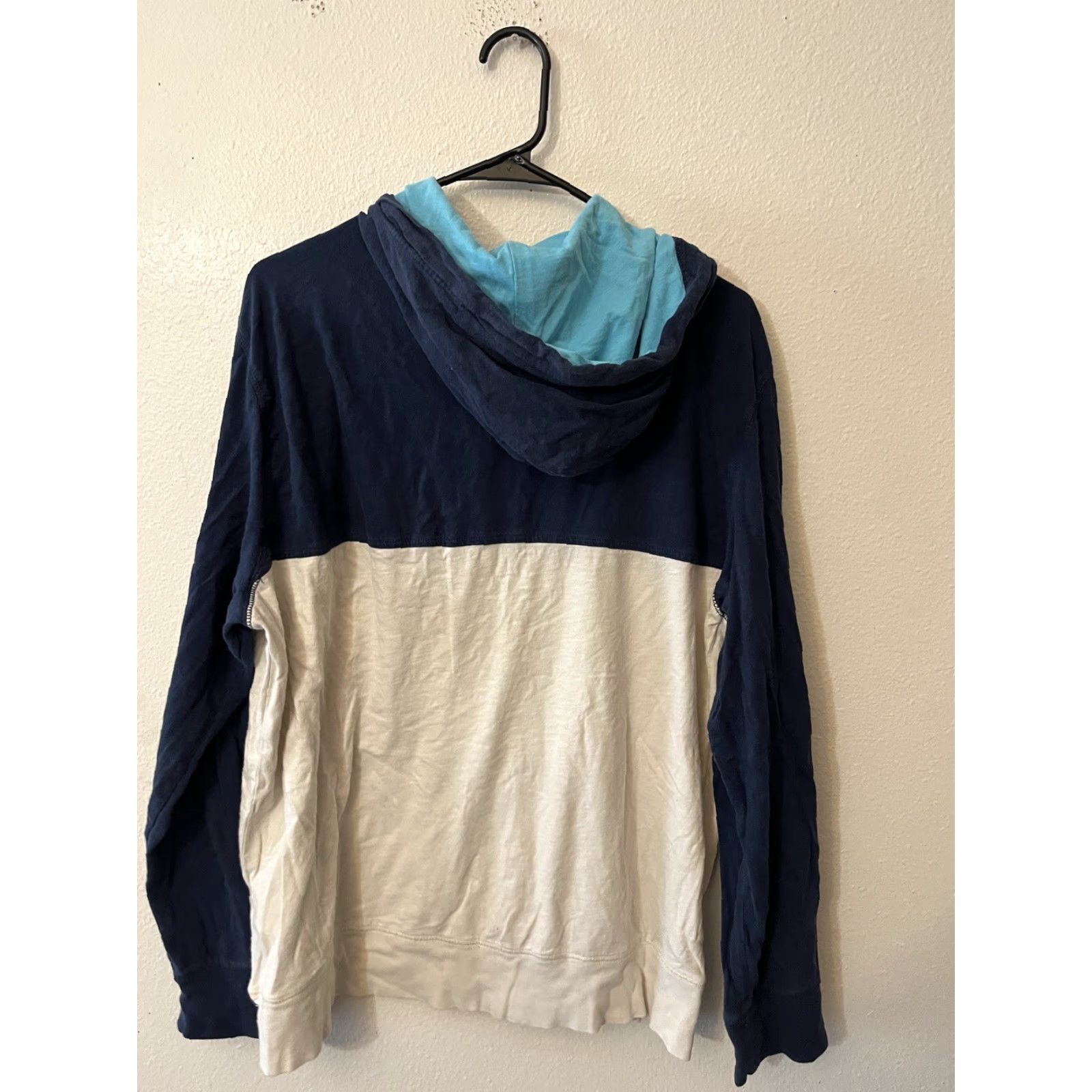 American Eagle Outfitters American Eagle Hoodie Men’s XL Blue Colorblock Pullover Lightweight Cotton with Pockets Size US XL / EU 56 / 4 - 2 Thumbnail