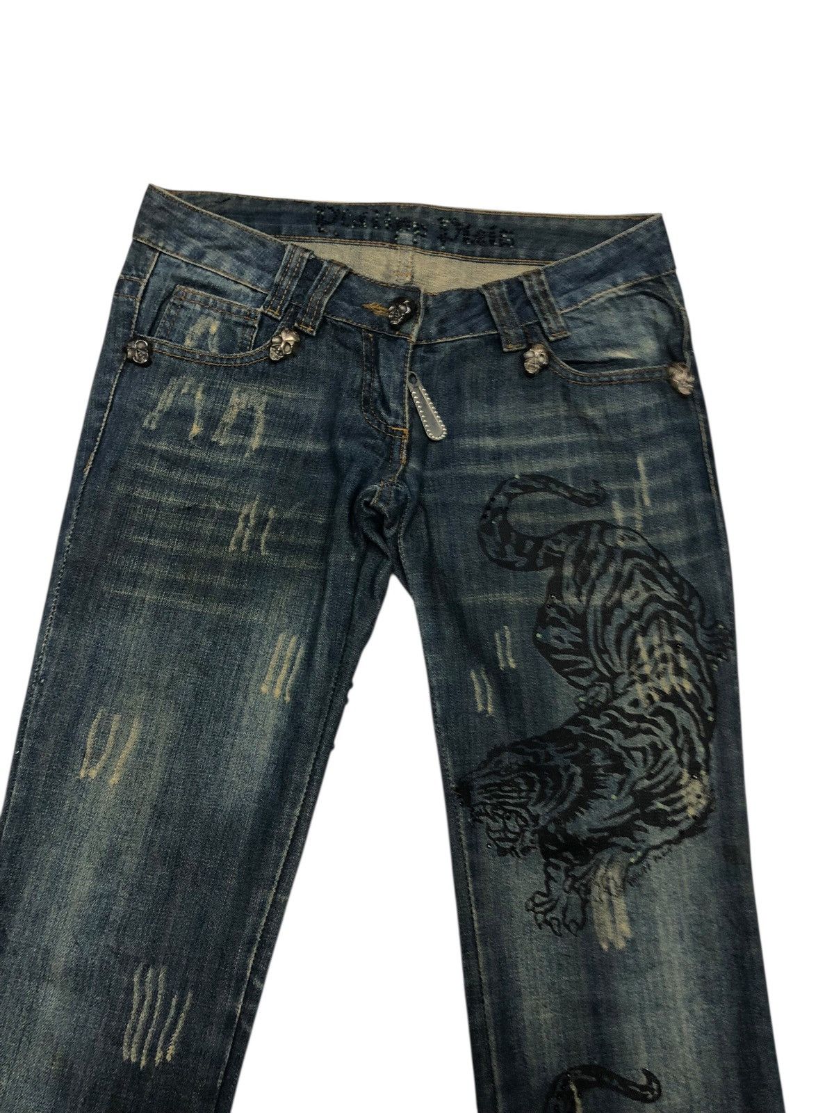 Philipp Plein RARE🔥OG PHILIPP PLEIN TIGER SKULL N CROSS EMBROIDERY JEANS Size 30" / US 8 / IT 44 - 5 Thumbnail