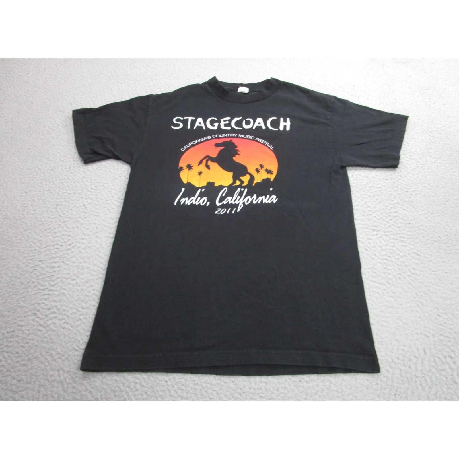 Fruit Of The Loom VINTAGE Stagecoach Shirt Mens M Black 2011 Indio California Country Festival Tee Size US M / EU 48-50 / 2 - 2 Thumbnail