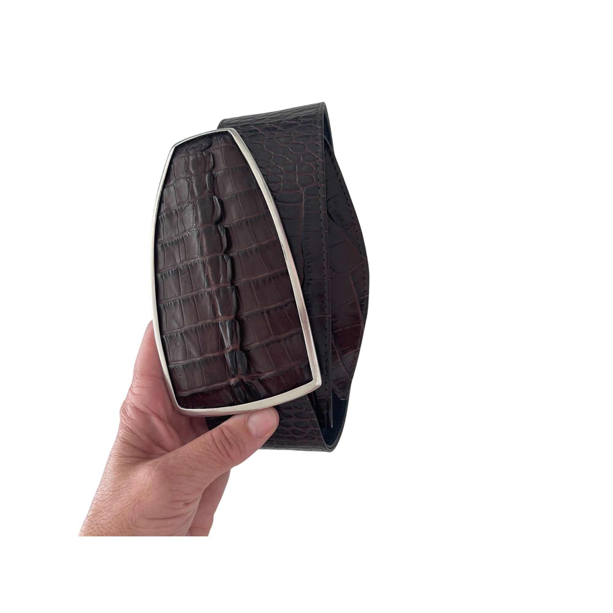 The Unbranded Brand Womens Belt One Size Brown Crocodile Statement Size ONE SIZE - 3 Thumbnail
