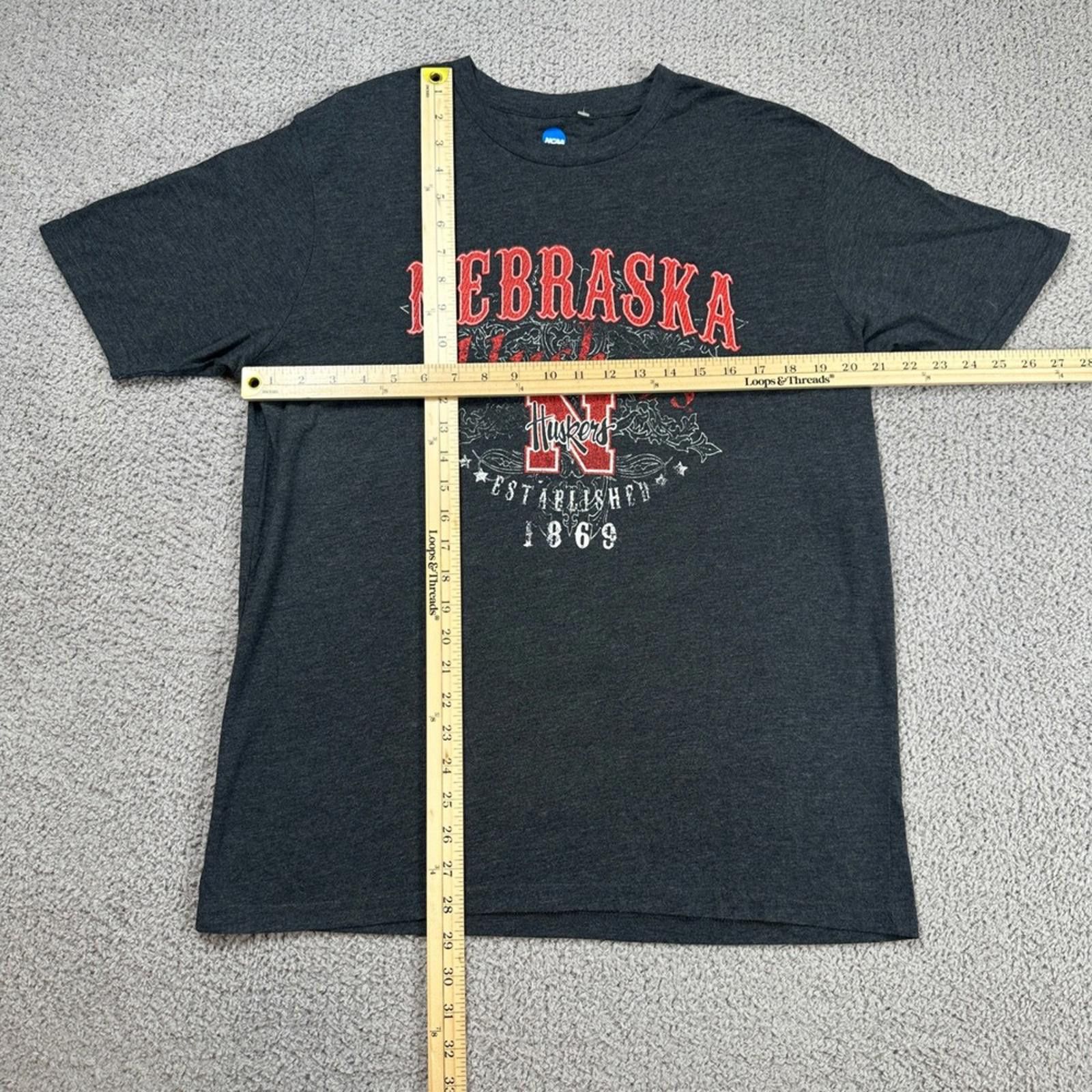 NCAA Nebraska Huskers T Shirt Mens L Charcoal Established 1869 Size US L / EU 52-54 / 3 - 2 Thumbnail