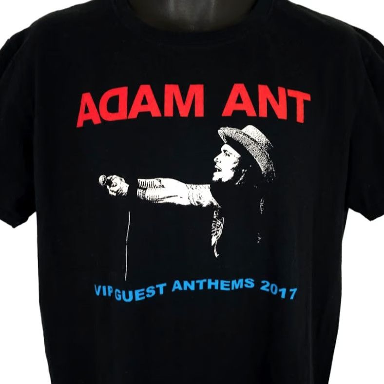 Gildan Adam Ant T Shirt Mens Size Large 2017 Anthems Tour VIP Guest Exclusive Tee Black 80s Band Music Punk Rock New Wave Tour Mens L X-Sold? Size US L / EU 52-54 / 3 - 2 Thumbnail