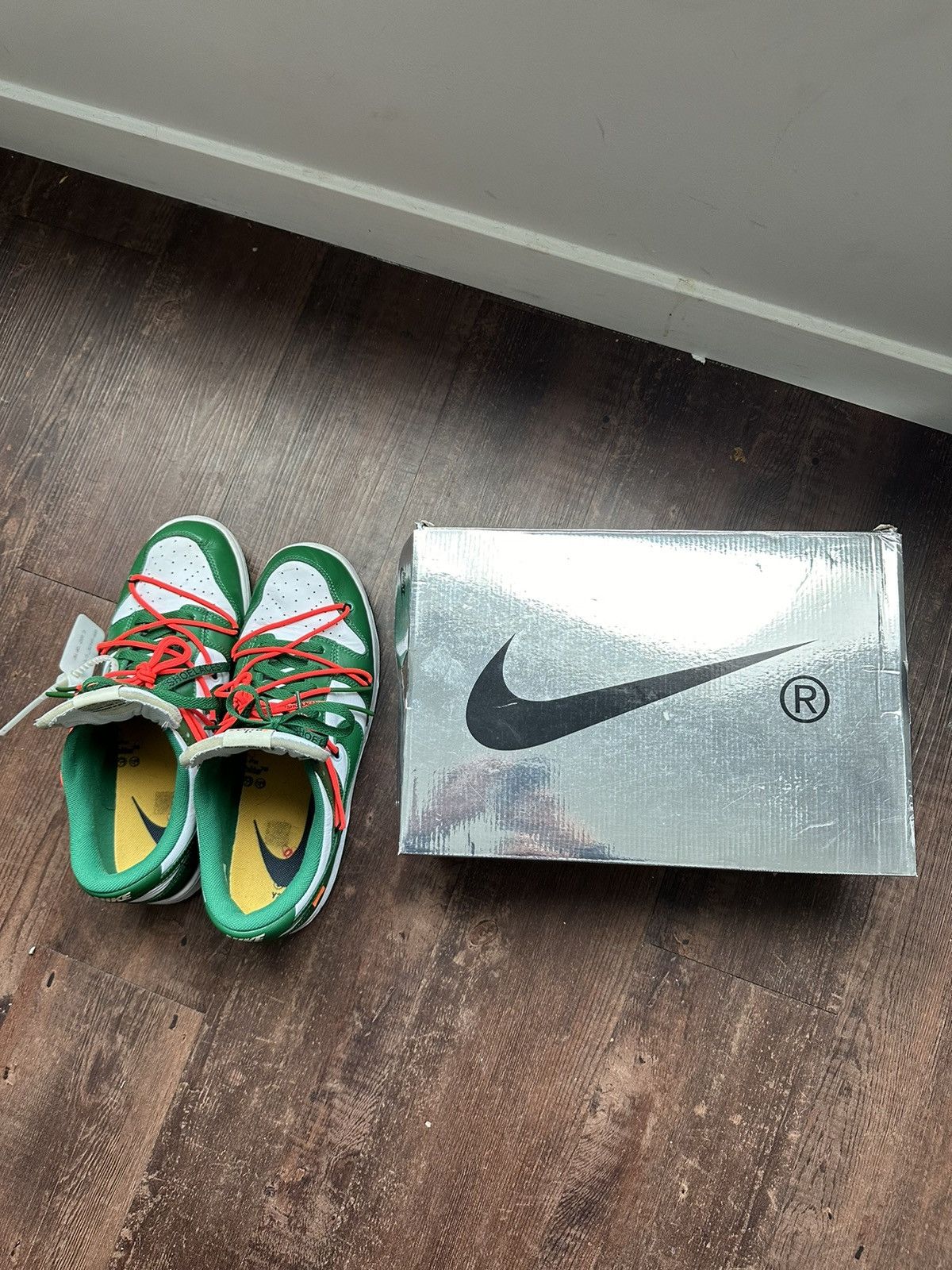Nike × Off-White Off-White Dunks Pine Green Size US 12 / EU 45 - 13 Thumbnail
