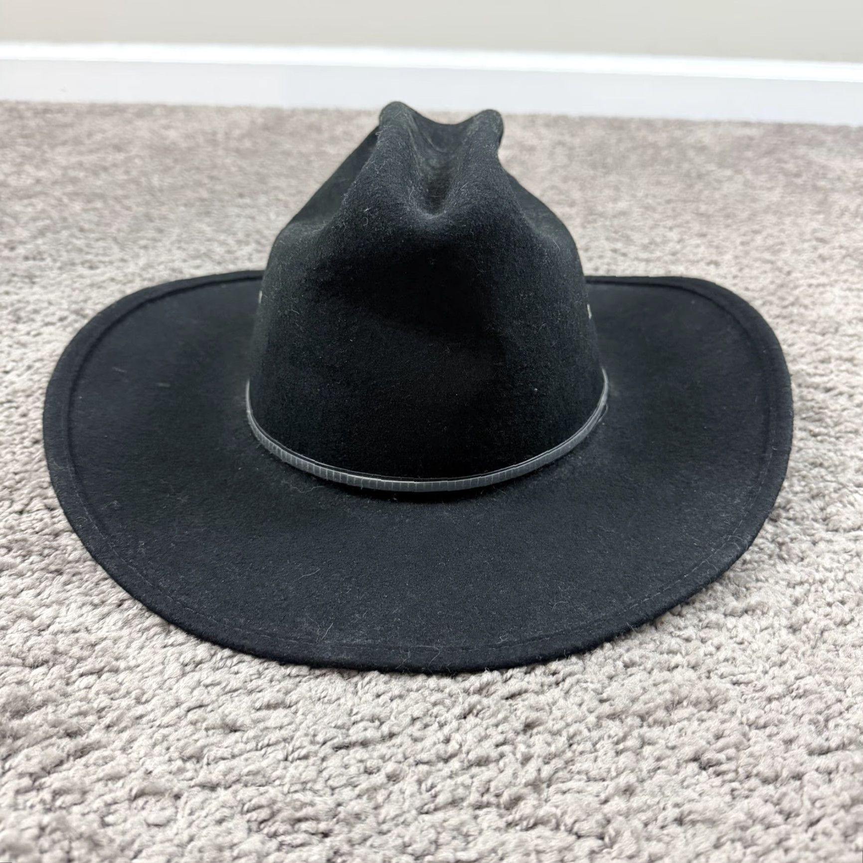 FELT VINTAGE Sheplers Cowboy Hat Mens Medium Black Wool Felt Western Made in USA Cowboy Hat Mens Medium Black Wool Felt Western USA Size ONE SIZE - 3 Thumbnail
