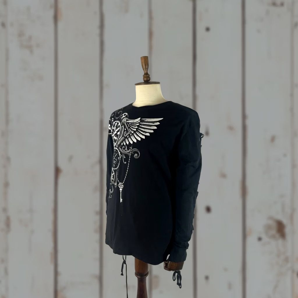 Vintage Gothicana By EMP Mens Shirt Size XL Black Steampunk Print Cotton Long Sleeve Size US XL / EU 56 / 4 - 1 Thumbnail