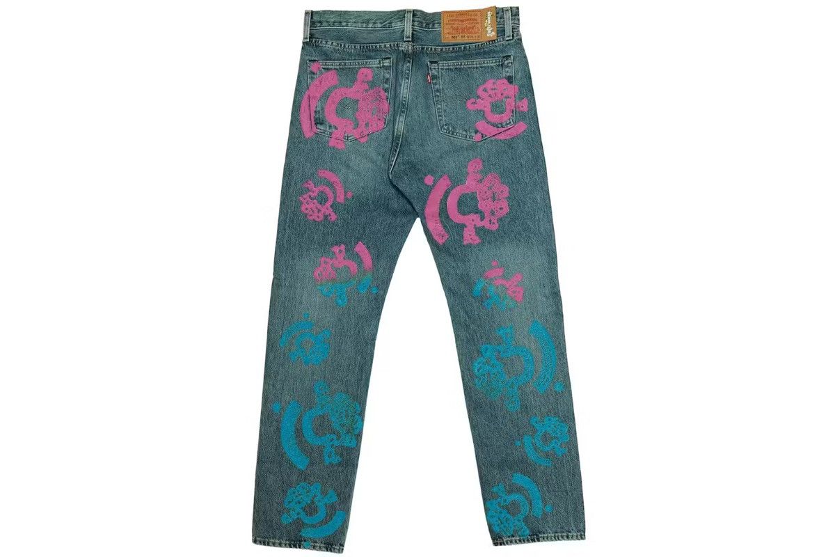(B).Stroy × DENIM TEARS × Levi's Denim Tears Bstroy Tears 501 Light Wash Jean Size US 32 / EU 48 - 2 Thumbnail
