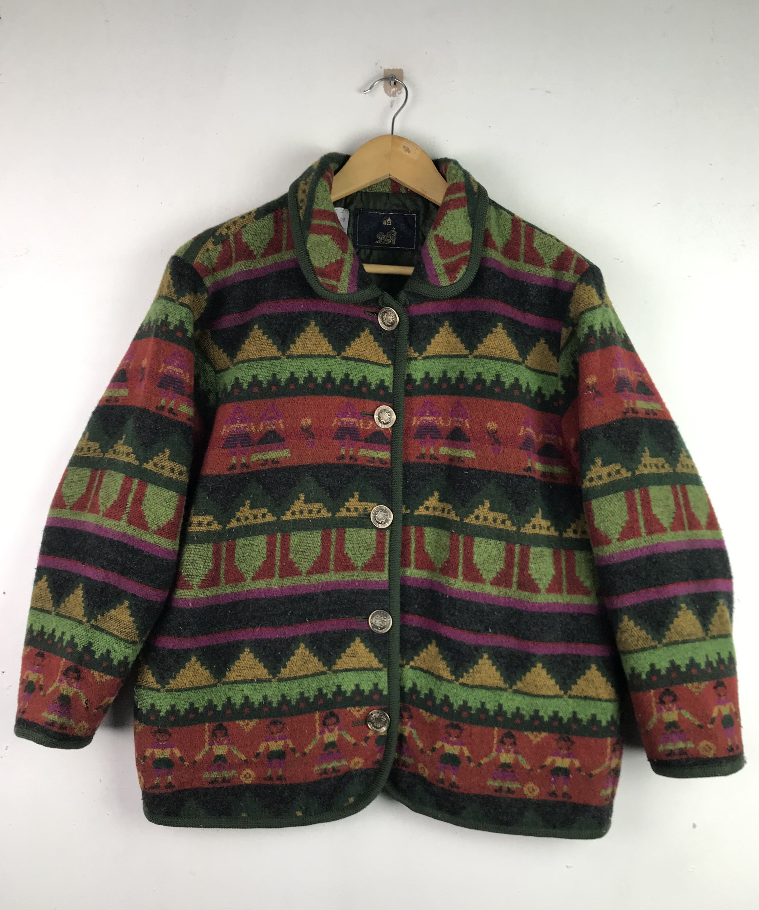 Vintage Navajo Art Wool Jacket Full Button